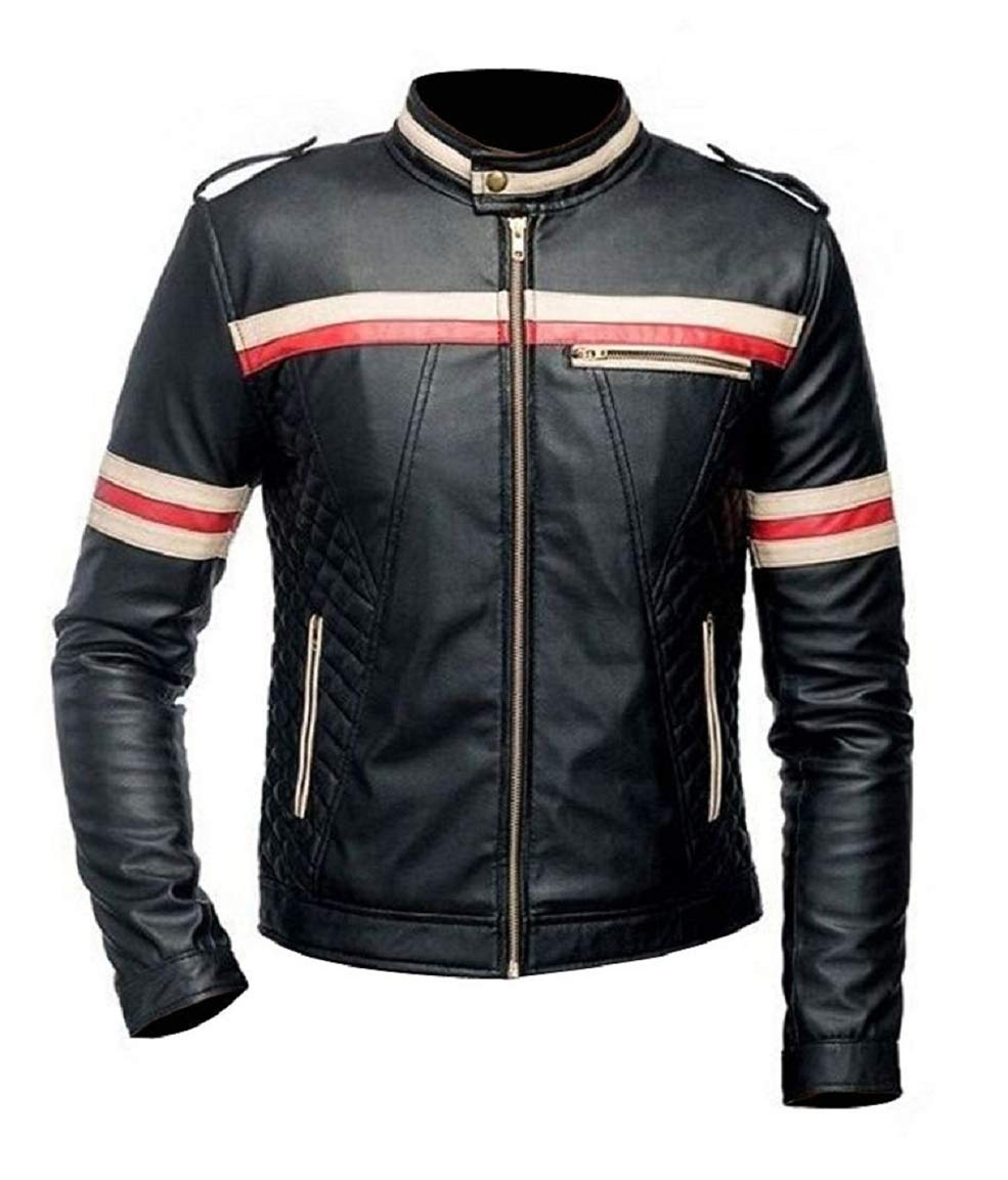 Vintage Distressed Leather Cafe Racer Jacket for Men - Retro Motorcycle Biker Jacket Collection - Perfect for Riding, Casual Wear & Fashion Outfits