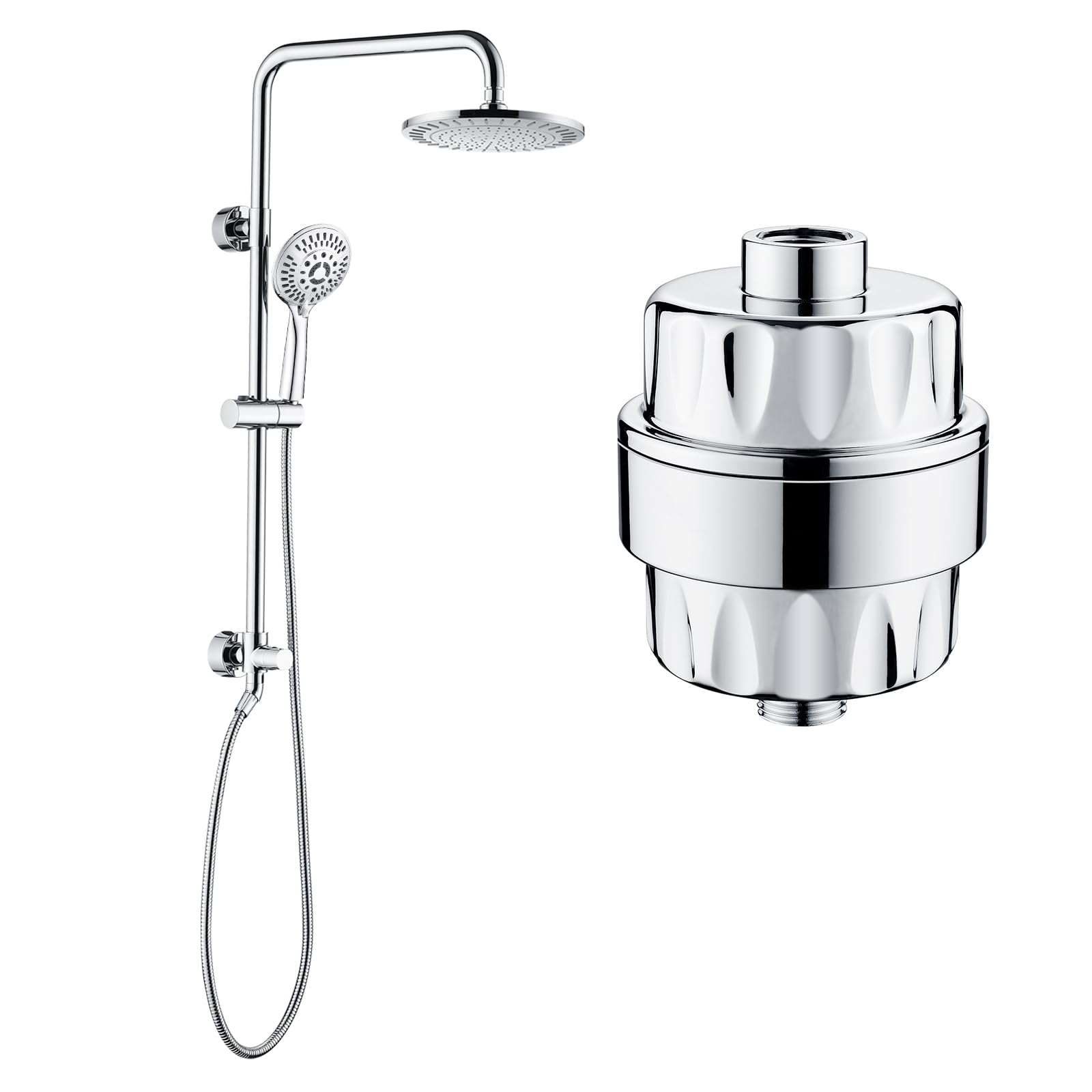 BRIGHT SHOWERS High Pressure Rain Shower Head System with Hard Water Filter - Chrome Finish for Luxurious Spa-Like Bathroom Experience | Perfect for Master Bathrooms, Guest Suites & Hotel Renovations