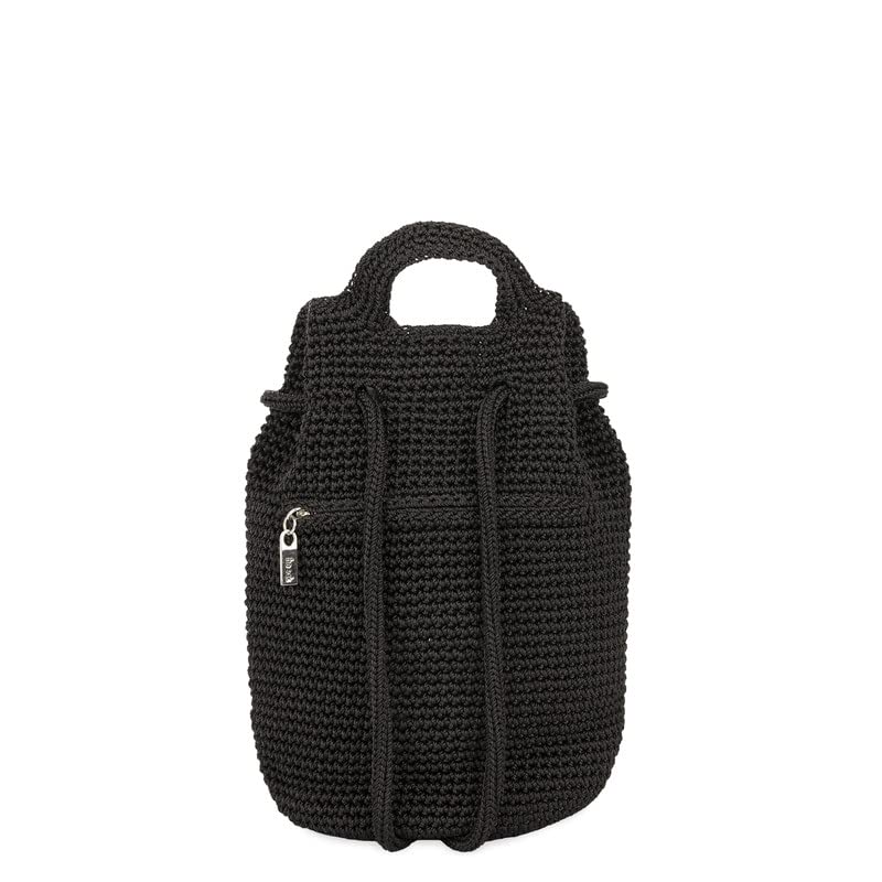 The Sak Small Dylan Crochet Backpack for Women - Adjustable Straps, Lightweight & Stylish Black Crossbody Bag - Perfect for Travel, Work & Everyday Use