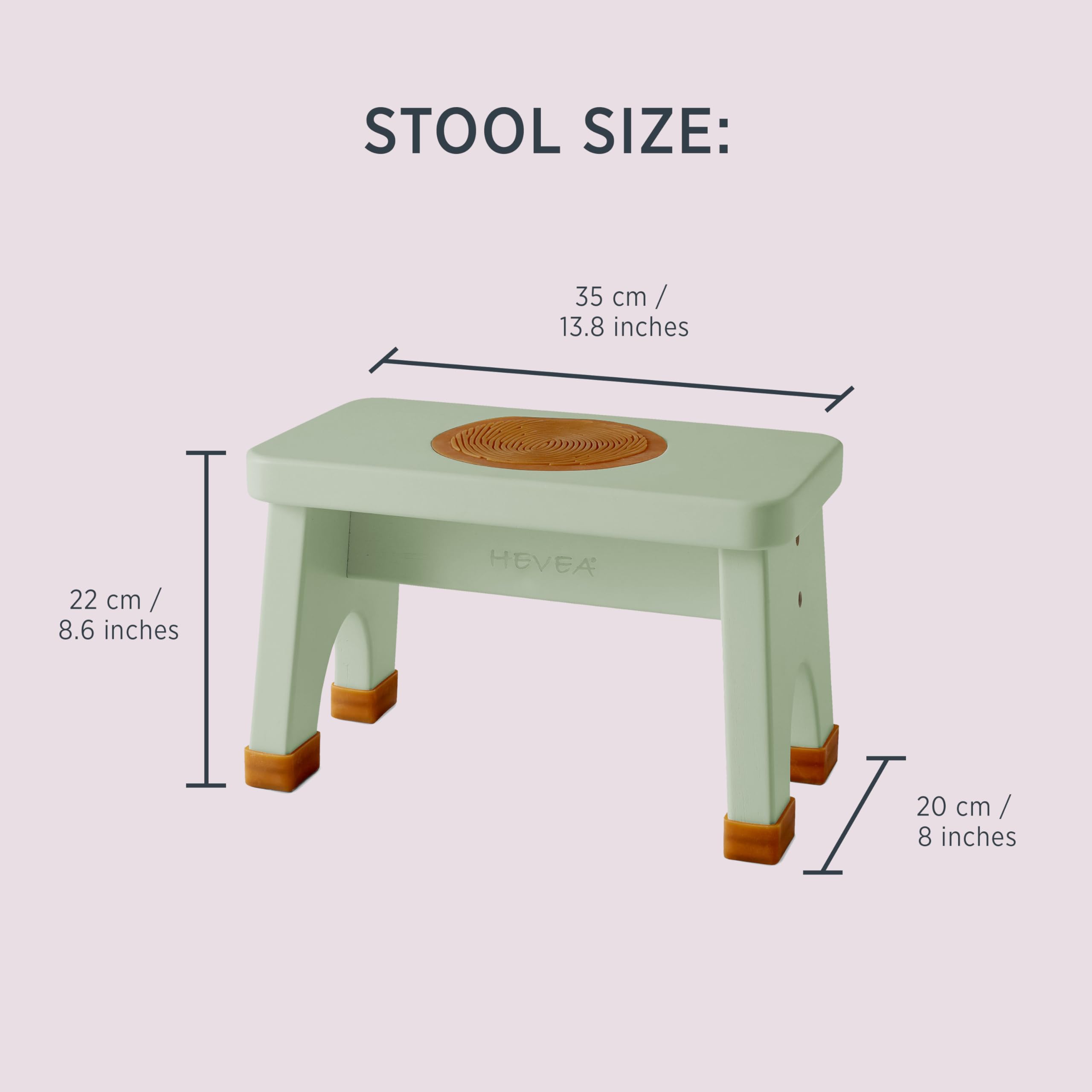 Natural Rubberwood Kids Step Stool - Non-Slip Toddler Stool for Bathroom & Kitchen (Champagne Pink) | Safe & Sturdy Step-Up Helper for Children's Independence & Learning