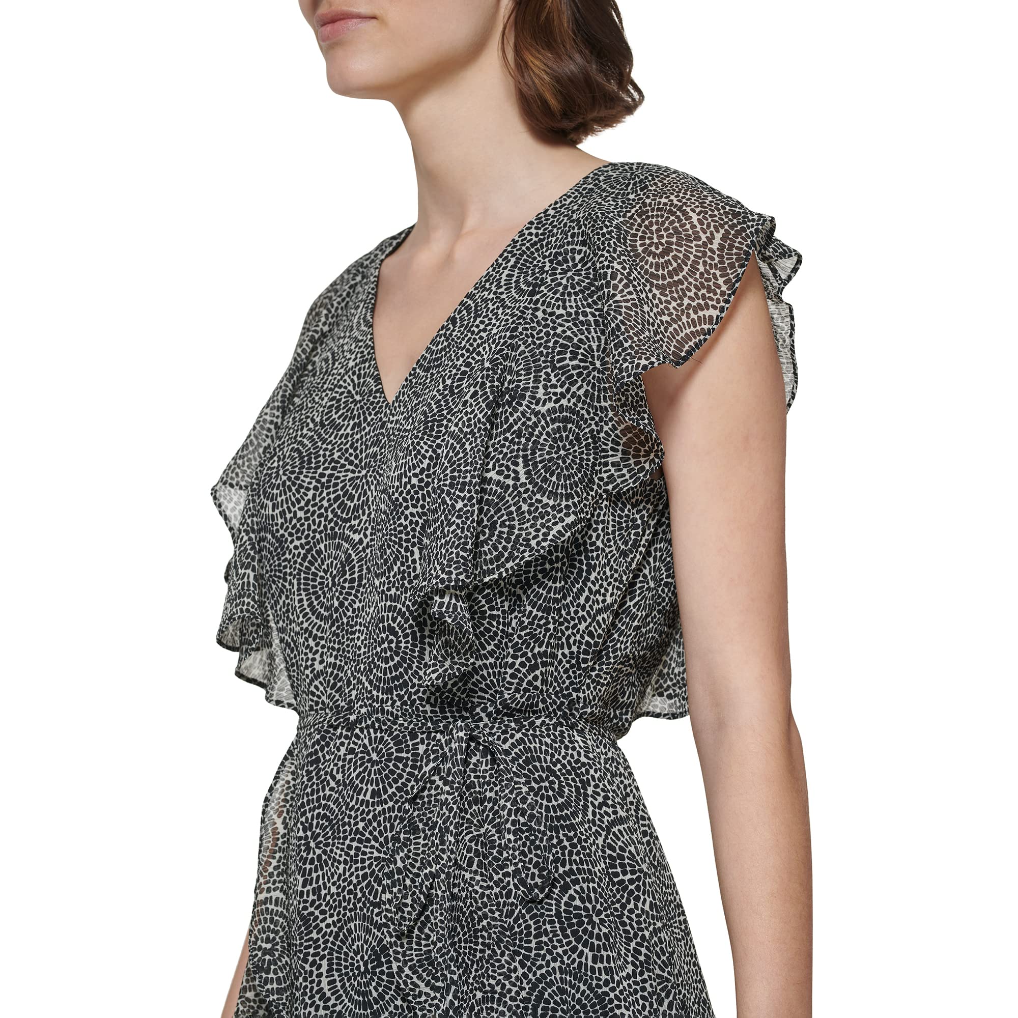 Tommy Hilfiger Women's Sleeveless Ruffle Dress - Floral Summer Cocktail Party & Wedding Guest Outfit