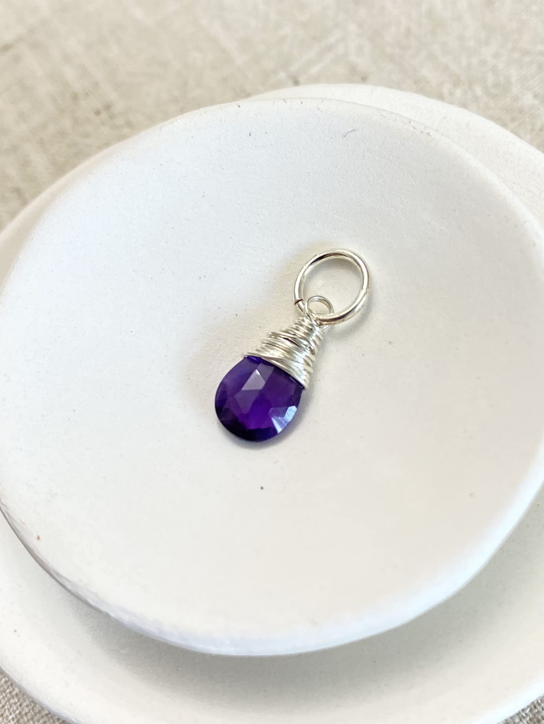Amethyst Charm for Necklace & Bracelet - February Birthstone 925 Sterling Silver Pendant - Elegant Birthday Gifts for Women, Girls, Wife - Perfect for Valentine's Day, Anniversary & Special Occasions