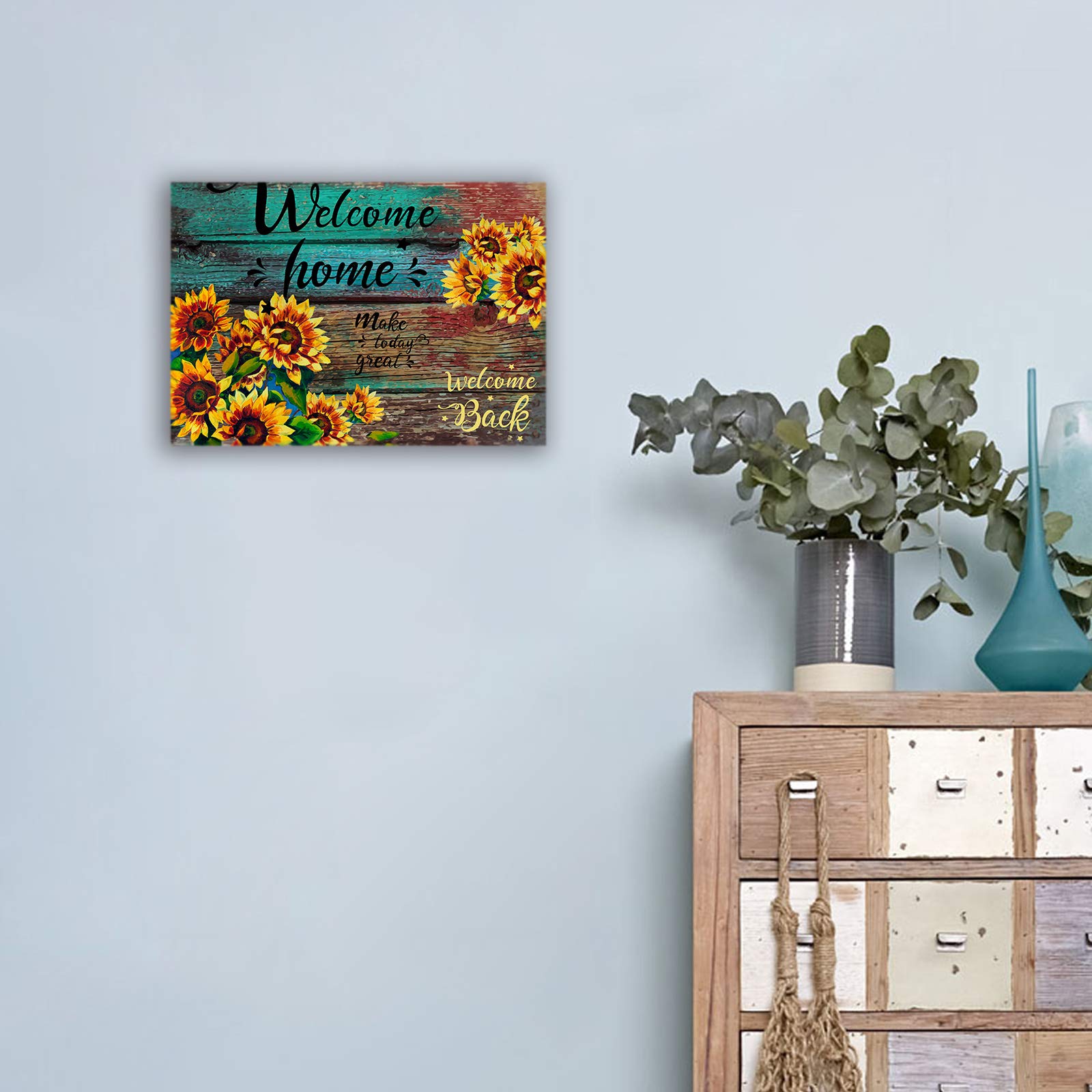 Sunflower Canvas Wall Art 12x16 - Rustic Farmhouse Decor for Kitchen, Bedroom & Living Room