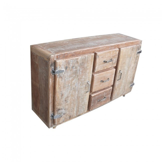 Premium Cromer Mango Wood Sideboard Buffet Hutch - Large 2-Door Storage Cabinet for Kitchen & Dining Room - Perfect for Refrigerator Organization & Home Decor