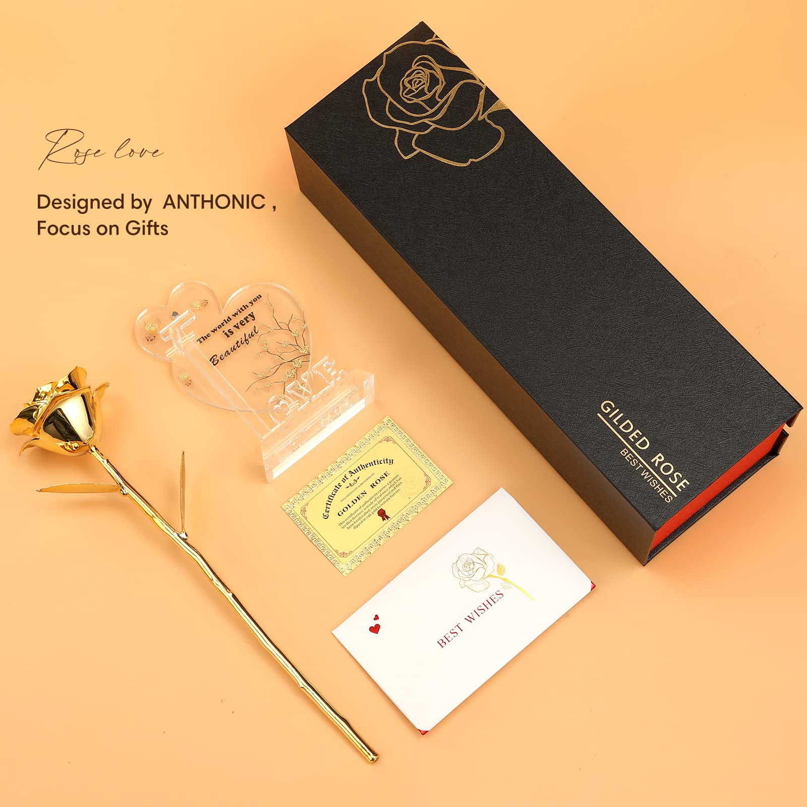 24K Gold Dipped Real Rose - Genuine Handcrafted Golden Rose Gift for Women, Anniversary, Birthday, Mother's Day | Romantic Keepsake for Special Occasions & Home Decor