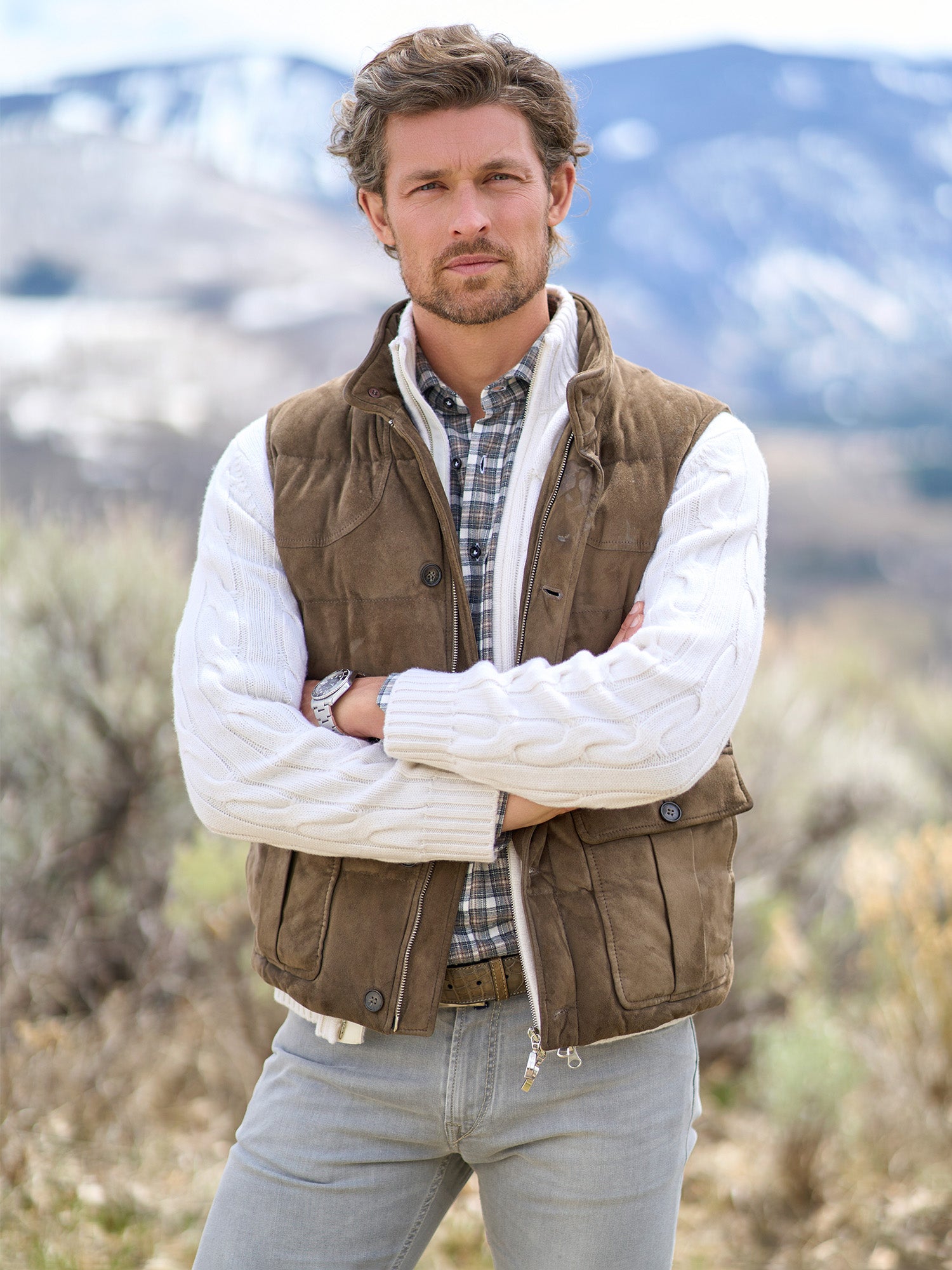 Ian Suede Field Vest for Men - Lightweight Outdoor Hunting Jacket with Multiple Pockets - Perfect for Camping, Hiking & Casual Wear