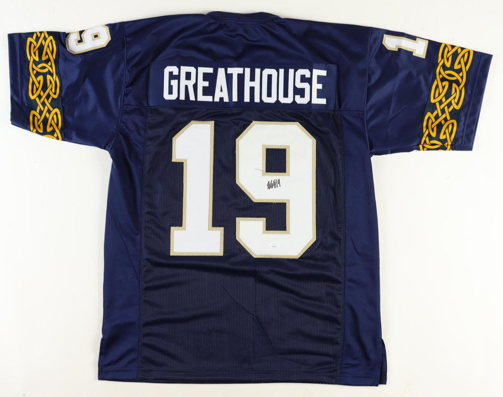 Jaden Greathouse Autographed Notre Dame Fighting Irish Football Jersey - Signed Collectible Memorabilia for Fans & Sports Enthusiasts - Perfect for Game Day, Display, and Gift Giving