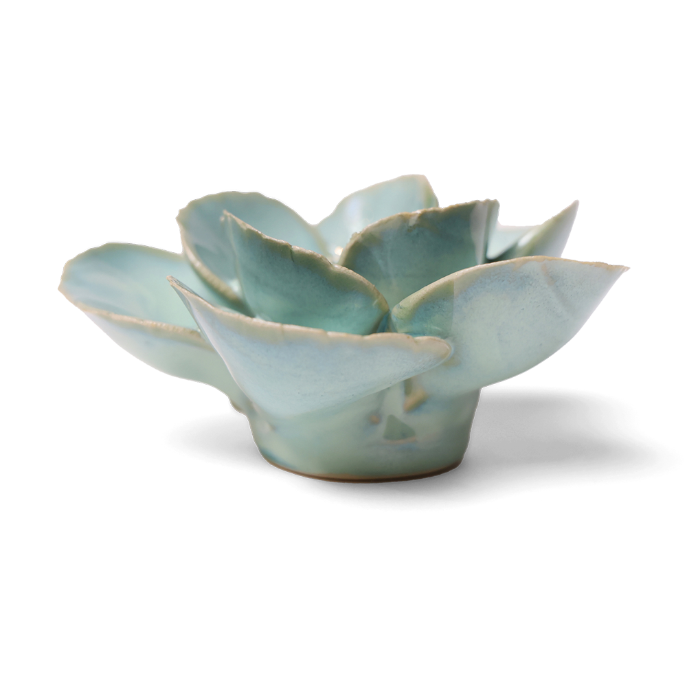 English Garden Ceramic Flower Teal Lotus Planter - Elegant Handcrafted Pot for Indoor Plants, Succulents & Home Decor | Perfect for Living Room, Office & Gift Giving