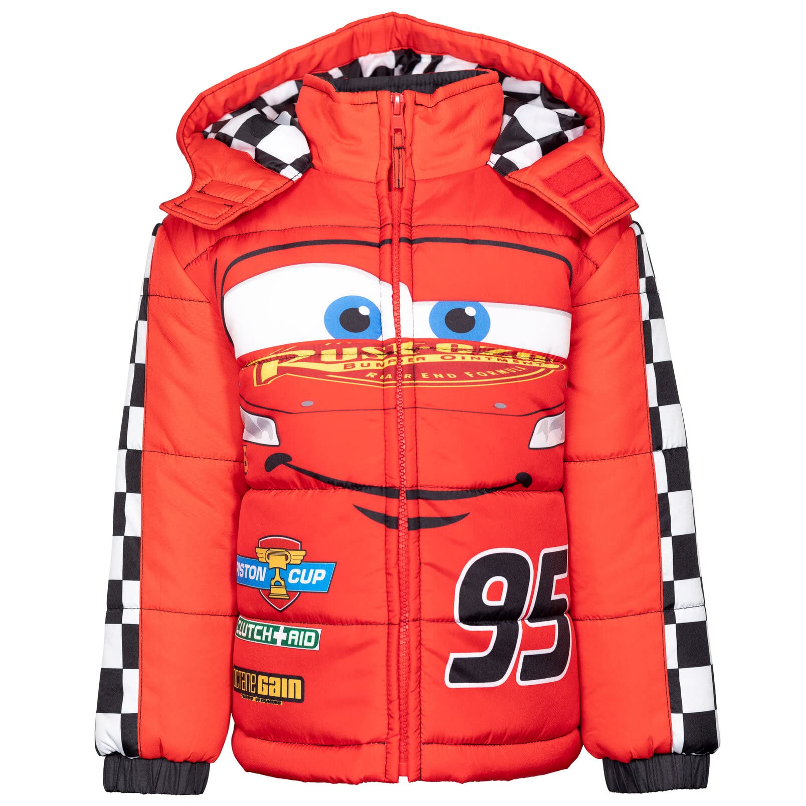 Disney Pixar Cars Mickey Mouse Lightning McQueen Puffer Jacket for Toddlers & Kids - Warm Winter Coat for Boys & Girls, Perfect for Outdoor Play & Disney Theme Park Visits