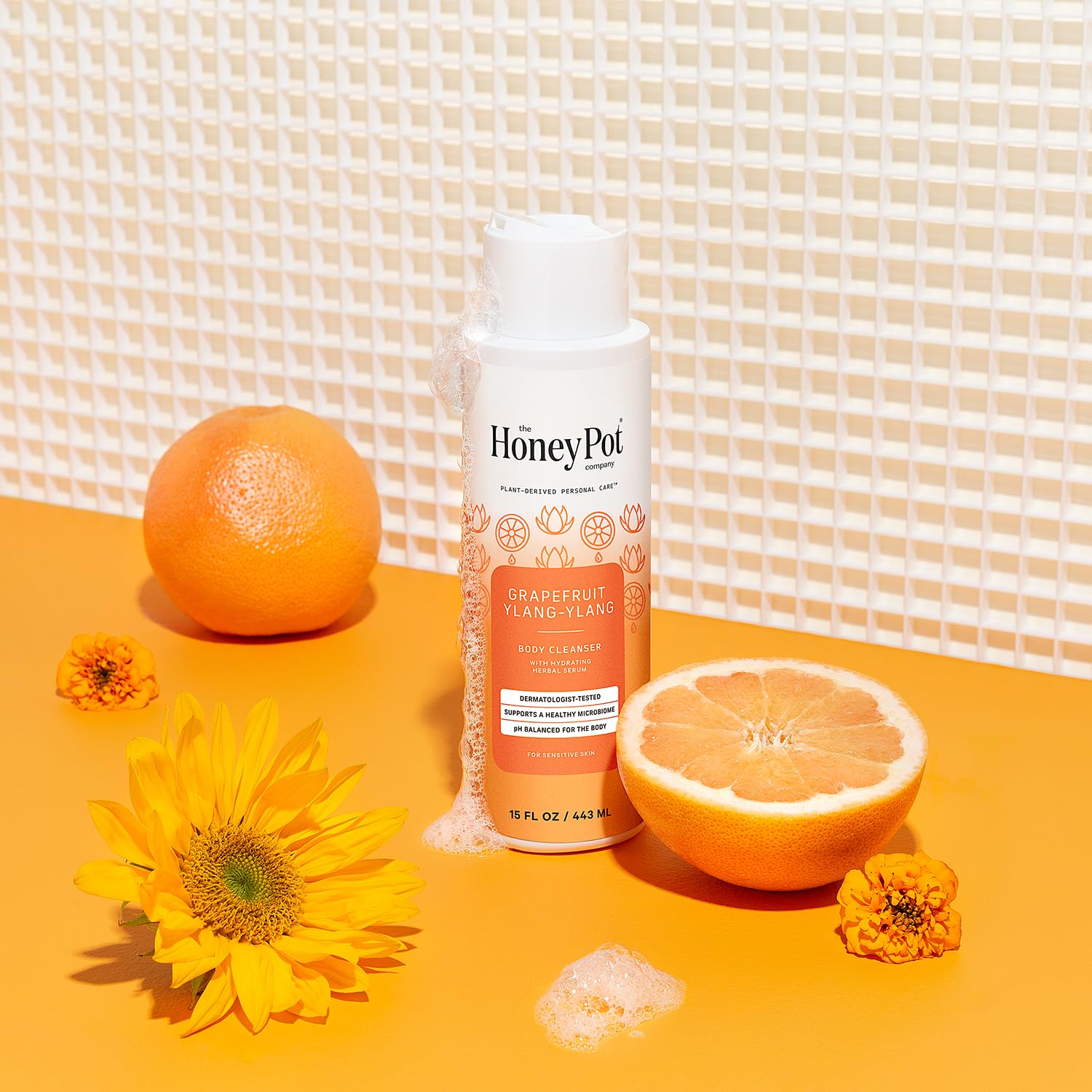 The Honey Pot Company - Hydrating Grapefruit Ylang Ylang Body Wash for Women - Moisturizing & Cleansing Shower Gel - Paraben & Sulfate Free - 15 Fl Oz - Perfect for Daily Skincare Routine & Relaxing Bath Time