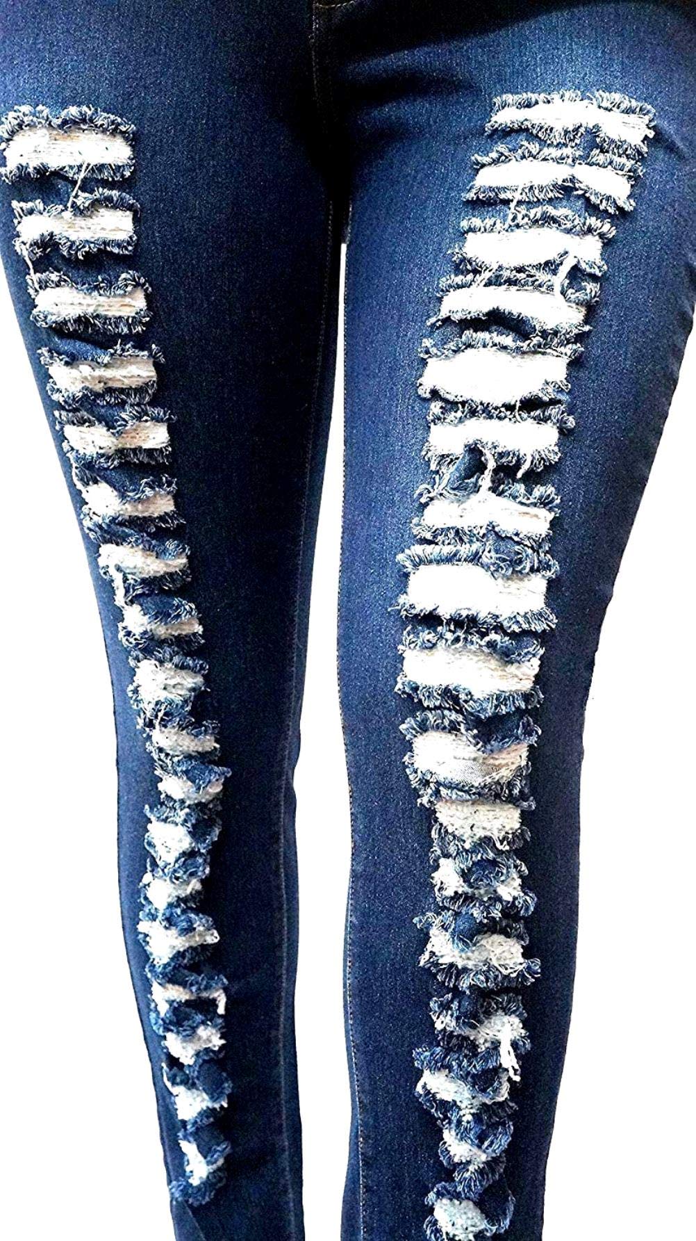 Jack David Women's Plus Size Denim Skinny Jeans - Stretch Ripped Distressed Pants for Casual Wear & Everyday Outfits | Comfortable High Waisted Trendy Jeans for Curvy Women