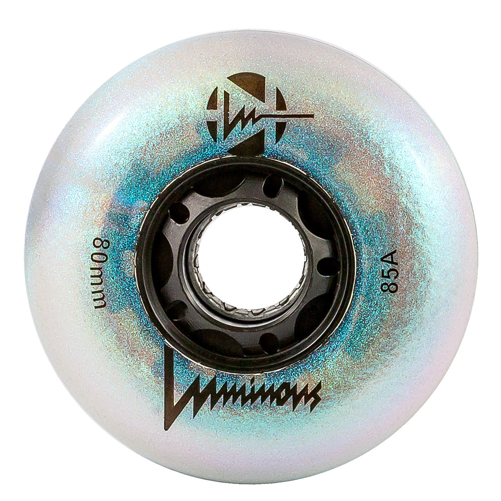 Luminous 80mm LED Glitter Light Up Inline Skate Wheels - 4 Pack Set for Night Skating, Roller Disco & Outdoor Rollerblading Adventures