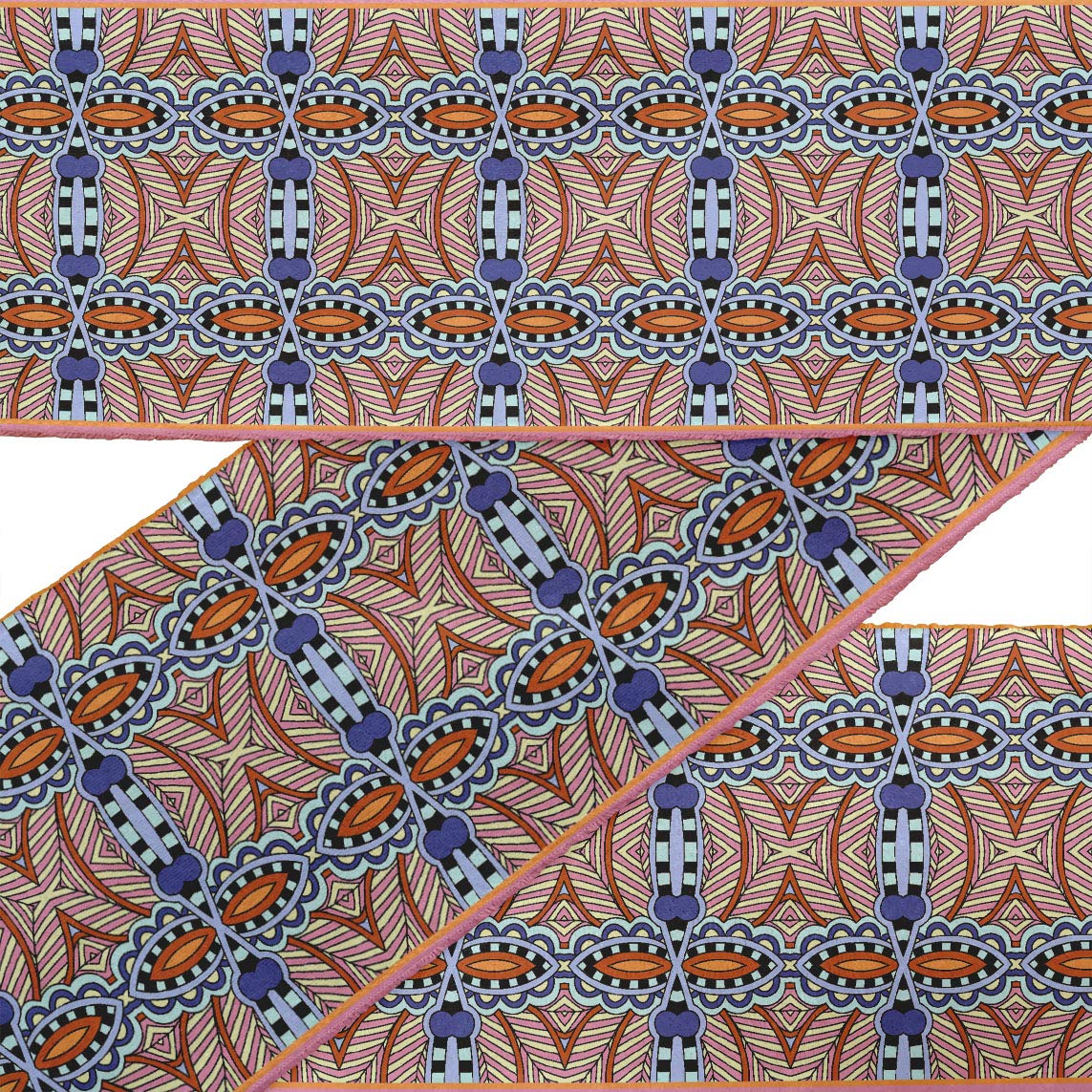 Pink Stripe & Paisley Ethnic Printed Velvet Ribbon Trim - 9 Yards, 2 Inches Wide for Sewing, Crafts & DIY Accessories - Perfect for Costume Design, Gift Wrapping & Home Decor