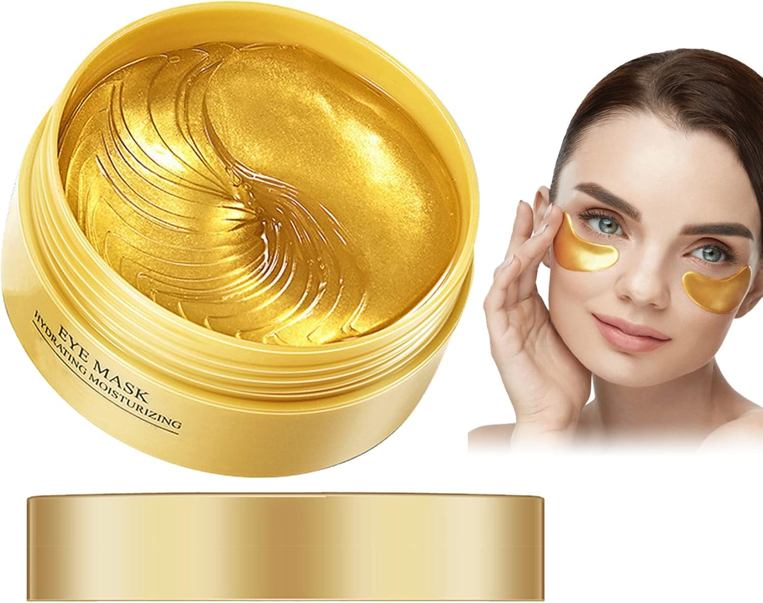 ZTOCOZ 60 Pcs 24K Gold Under Eye Masks for Dark Circles, Puffiness & Wrinkles - Collagen Infused Eye Patches for Women & Men - Perfect for Night Skincare Routine & Travel Essentials