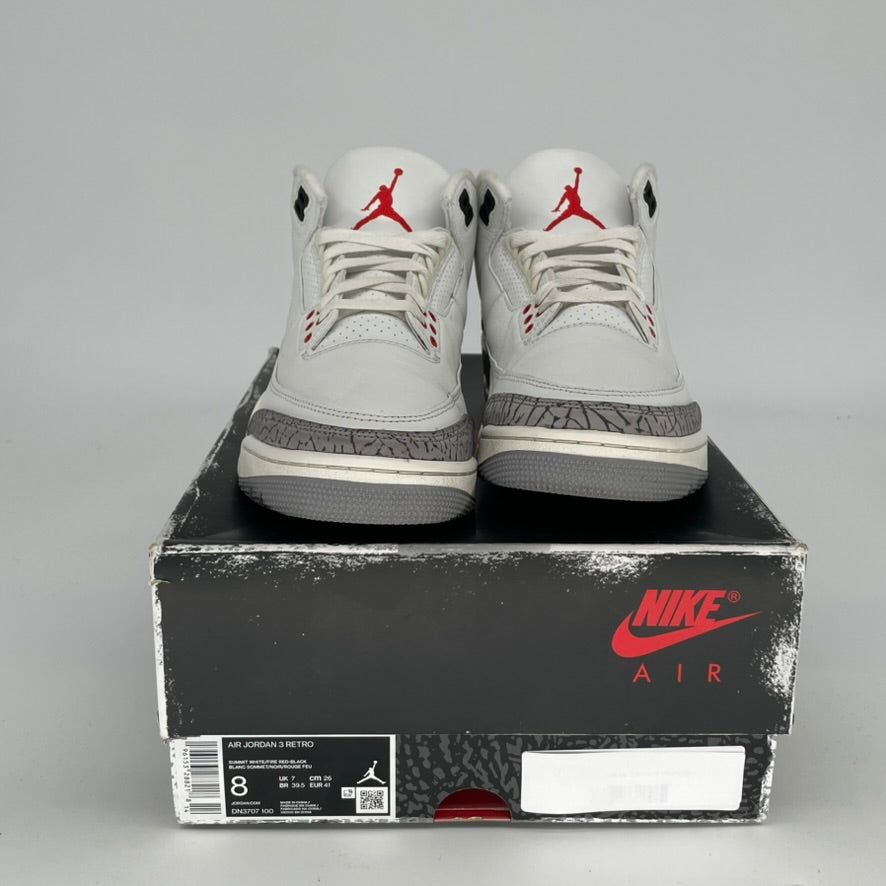 Original Air Jordan 3 White Cement Reimagined Sneakers - Men's Size 8 / Women's Size 9.5W (DN3707-100) - Retro Basketball Shoes for Streetwear & Casual Fashion