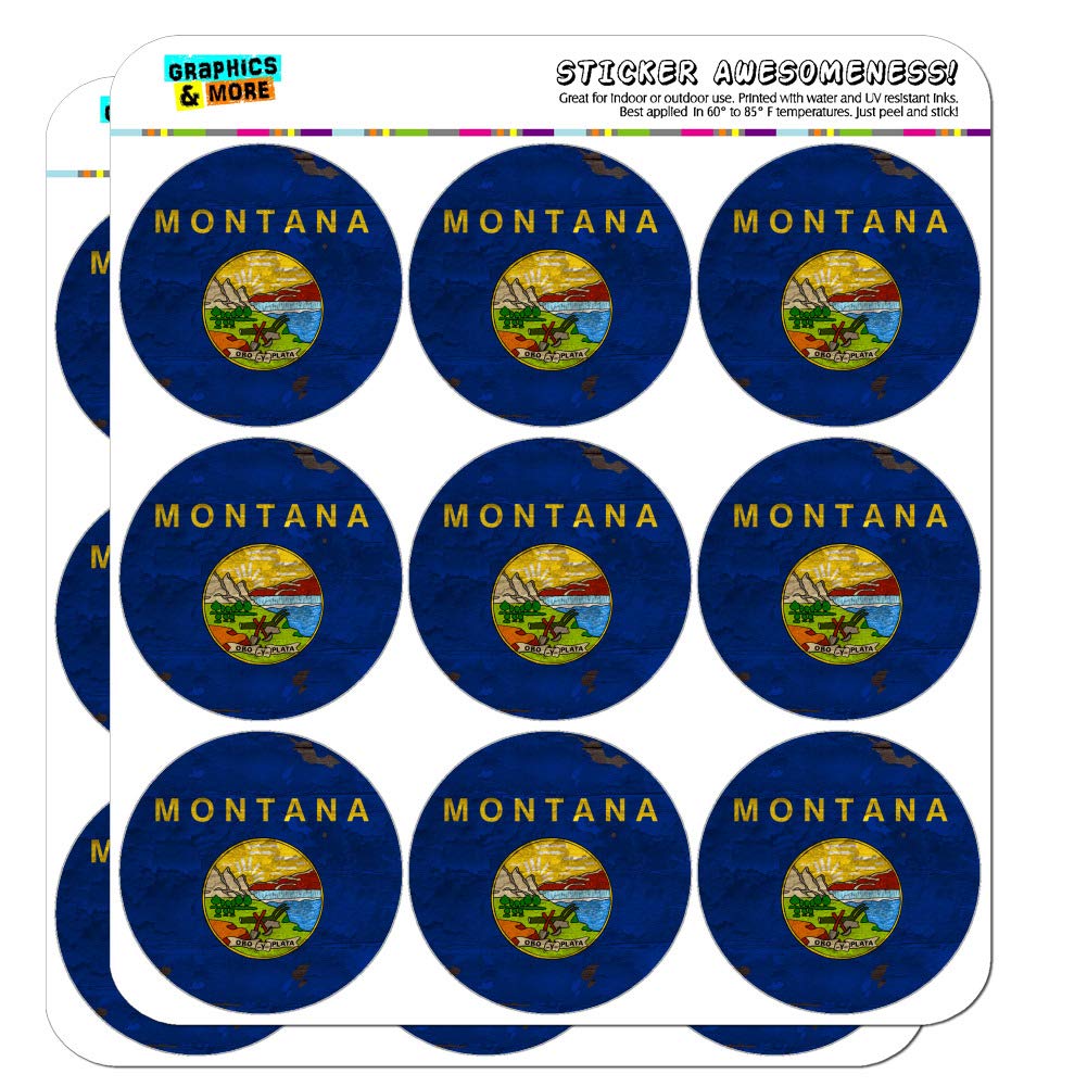 Vintage Rustic Montana State Flag Stickers - Distressed USA Patriotic Planner Decals for Scrapbooking, Journaling & DIY Craft Projects - Perfect for Bullet Journals, Calendars, Gift Wrapping & Home Decor