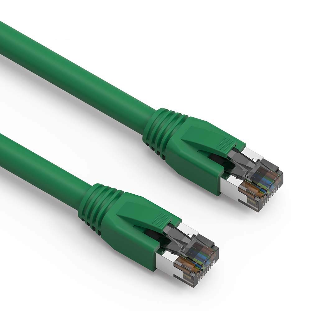 Premium 2Ft Cat.8 Ethernet Cable 24AWG S/FTP - 10 Pack High-Speed Network Cable for Gaming, Streaming & Home Office - 2000MHz 40Gbps Shielded RJ45 Cable in Green