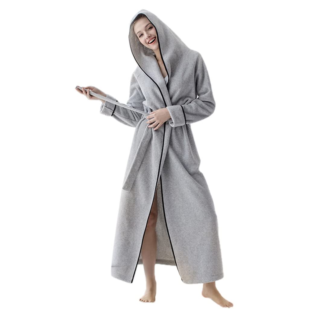 **Men's & Women's Plush Hooded Robes - Big & Tall Fleece Bathrobe, Floor Length Nightgown, Plus Size Extra Soft Matching Couple Pajamas - Light Gray (Size S-127cm) - Cozy Loungewear for Spa, Winter & Relaxation at Home**