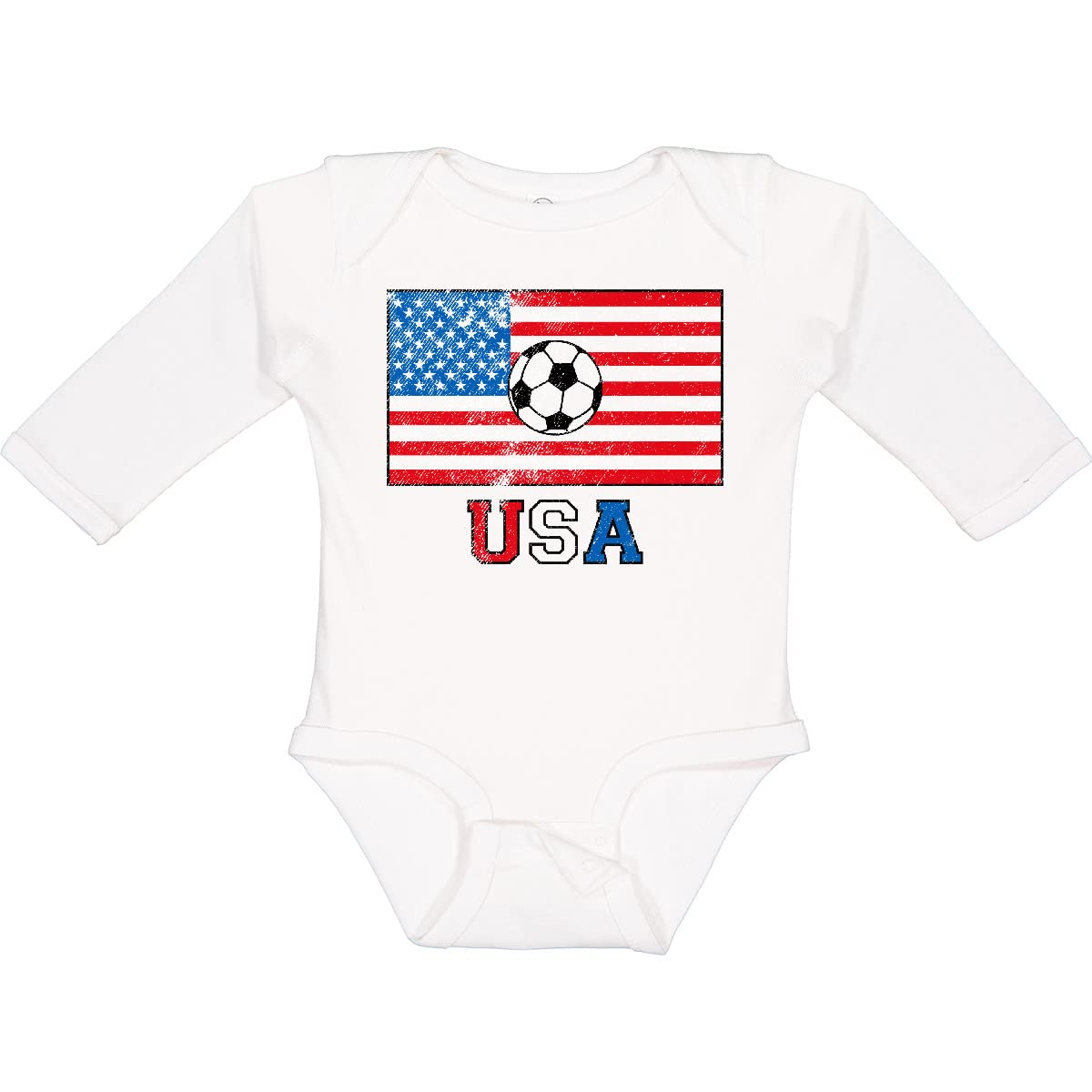 Inktastic USA Soccer Long Sleeve Baby Bodysuit - Soft Cotton Infant Onesie for Boys & Girls - Perfect for Game Day, Family Photos & Nursery Outfits