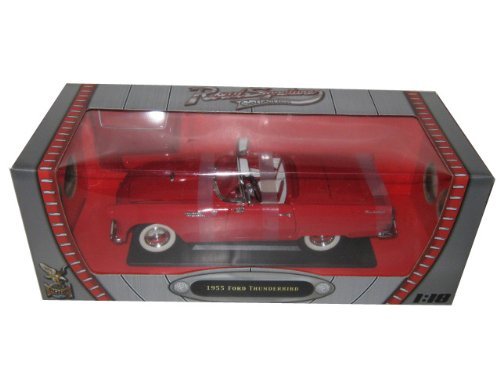 1955 Ford Thunderbird Red Convertible 1/18 Scale Diecast Model Car with Red Roof - Road Signature 92068 Collectible for Car Enthusiasts & Vintage Display
