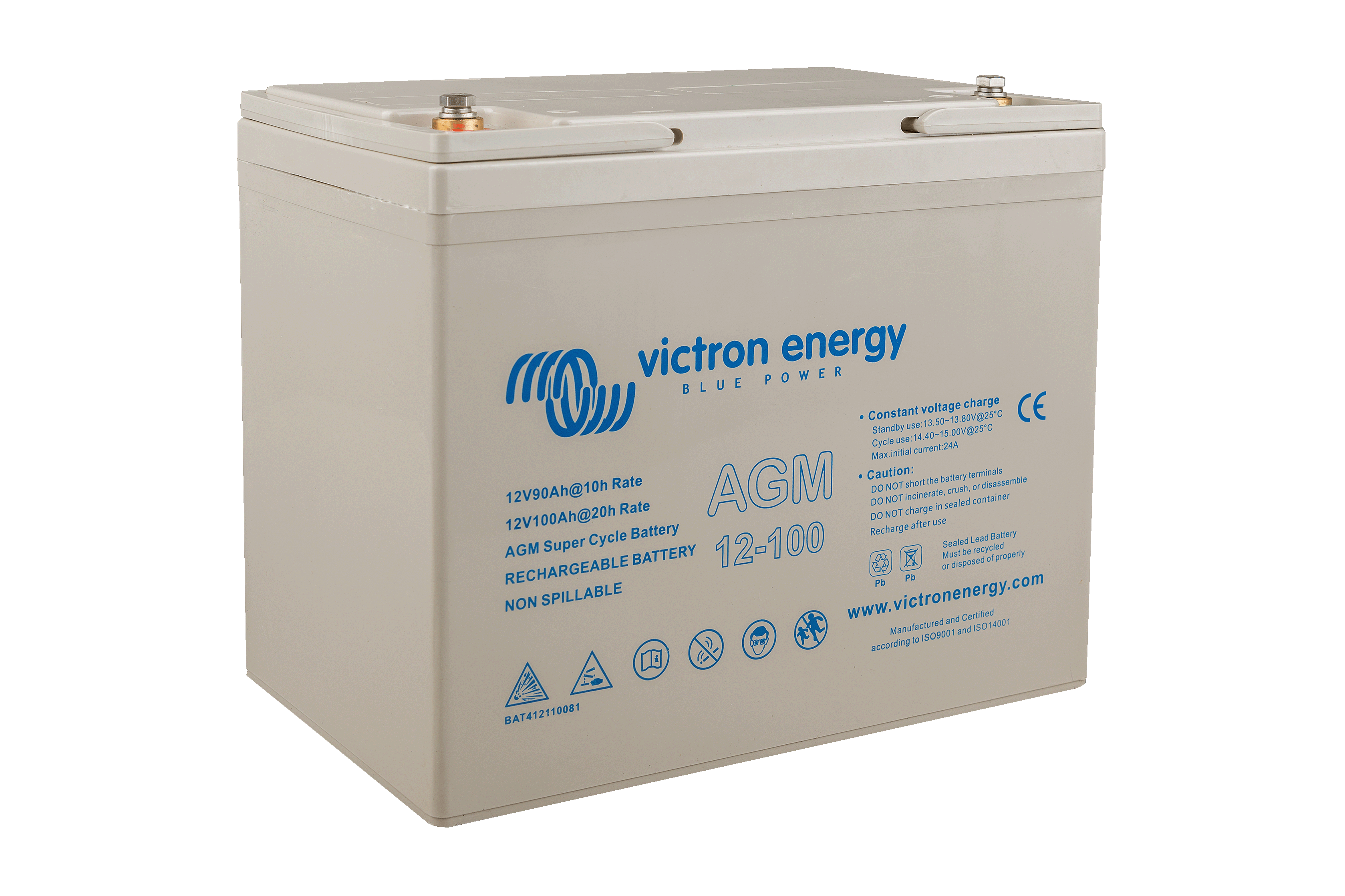 Victron Energy 12V 100Ah Deep Cycle AGM Battery with M6 Terminals - Reliable Power for RVs, Boats, Solar Systems & Off-Grid Applications