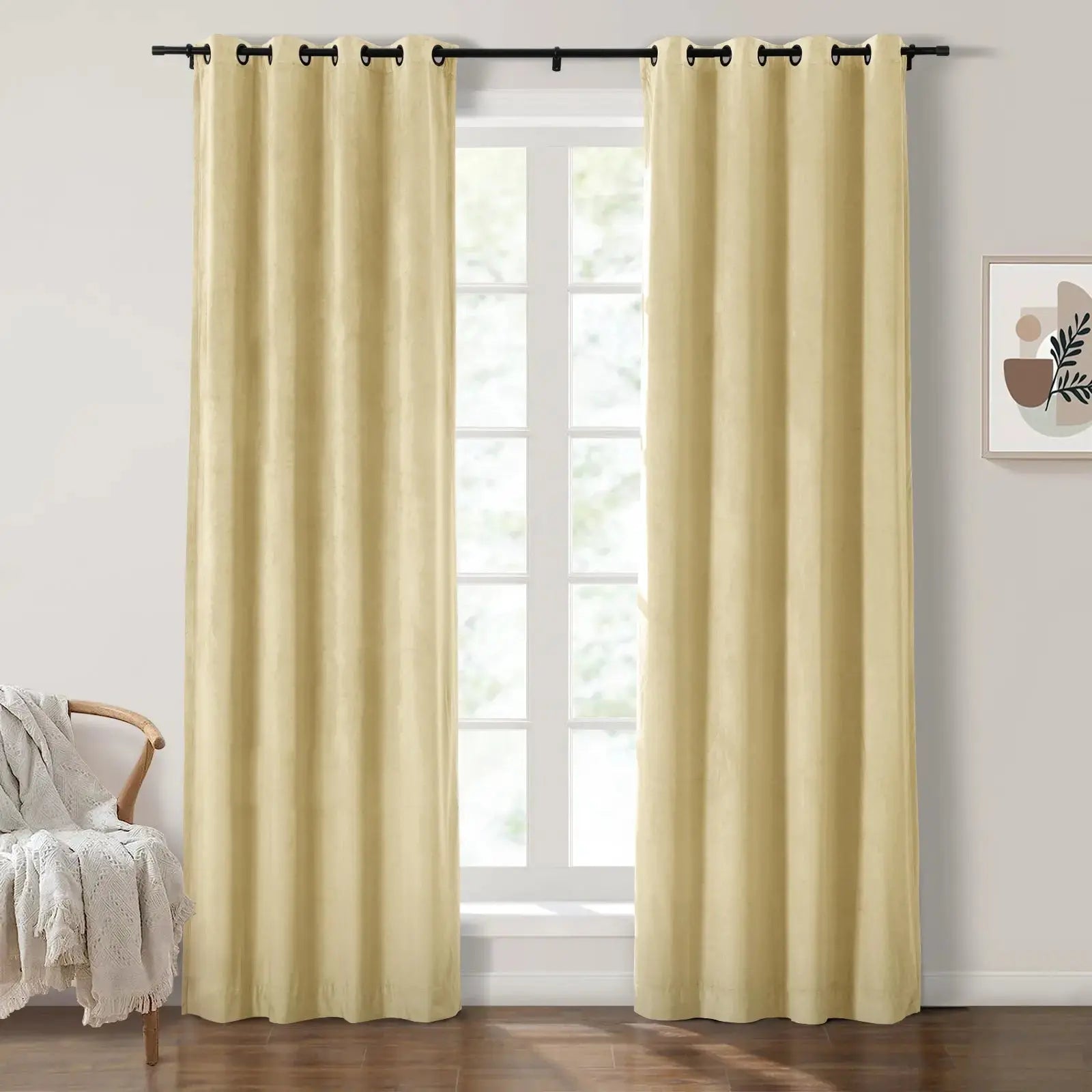 Luxury Velvet Grommet Curtains for Living Room & Bedroom - Blackout Thermal Insulated Drapes - Birkin Style Elegant Window Treatments for Home Decor