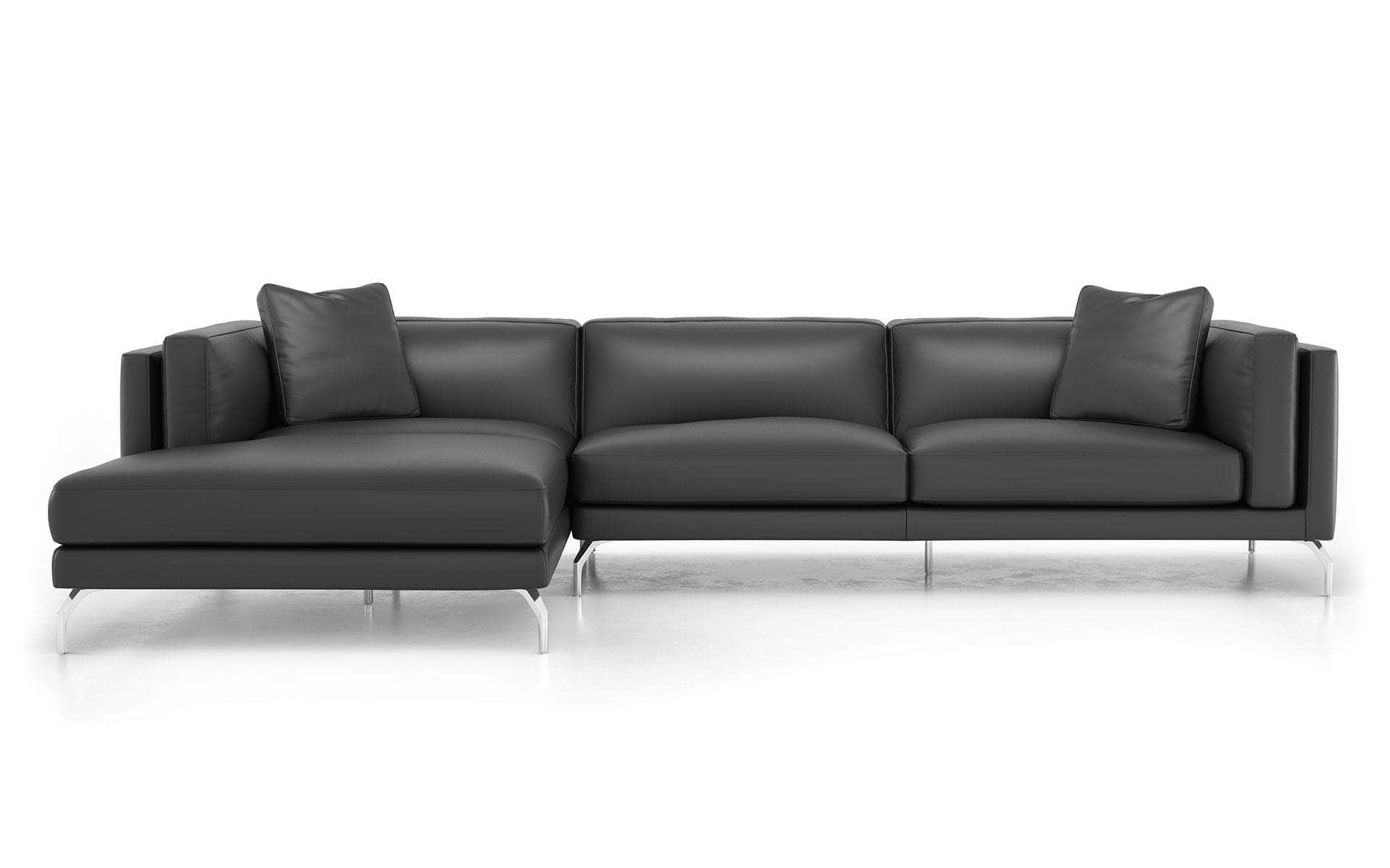 Premium Reade Left Facing Sectional Sofa - Graphite Semi-Aniline Top Grain Brazilian Leather for Living Room, Lounge & Home Theater Comfort