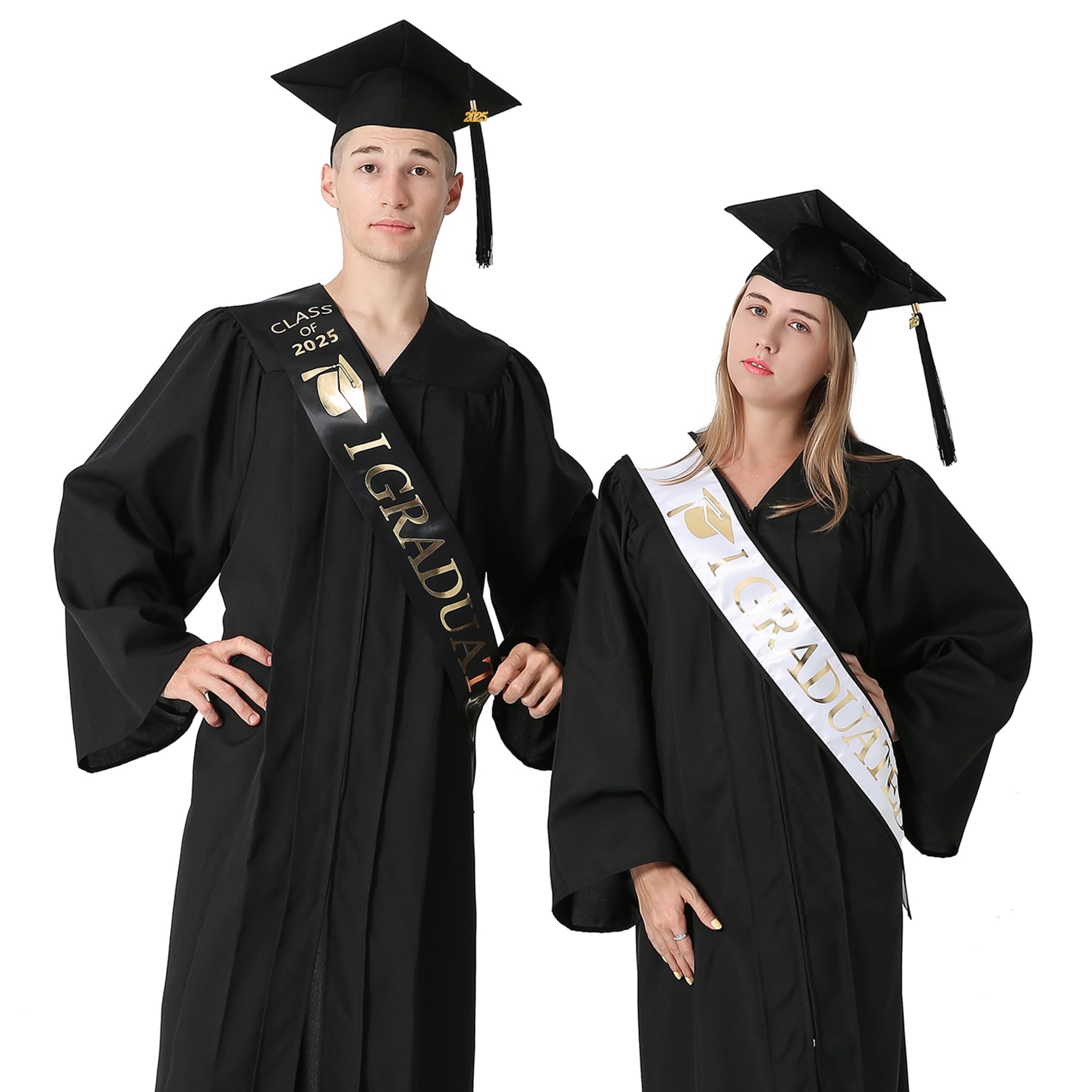 Graduation Stole Class of 2023 with Gold Glitter Lettering - 'I Graduated' Sash for High School & College Commencement Ceremonies, Graduation Parties & Photo Shoots
