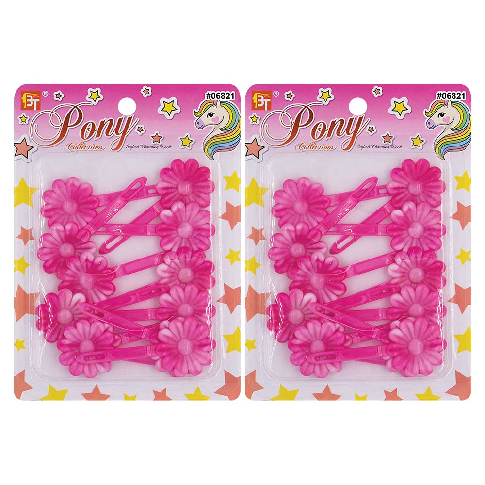 24 Pcs Colorful Two Tone Hair Clips Barrettes - Non-Slip Hair Pins for Kids, Girls, Women & All Ages (Hot Pink/White) - Perfect for School, Parties, Daily Styling & Hair Accessories