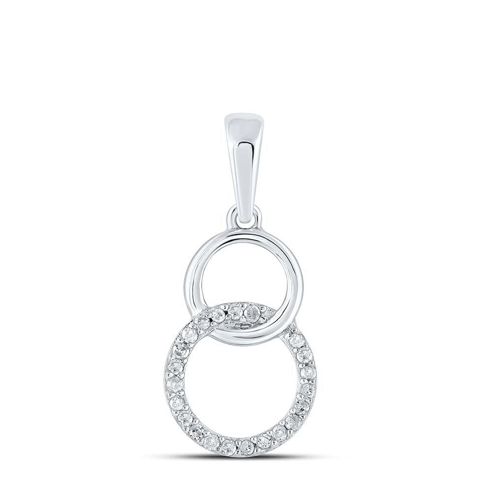 10K White Gold Women's Round Diamond Interlocking Circle Pendant Necklace - 1/20 CTTW - Elegant Jewelry Gift for Anniversary, Birthday & Special Occasions
