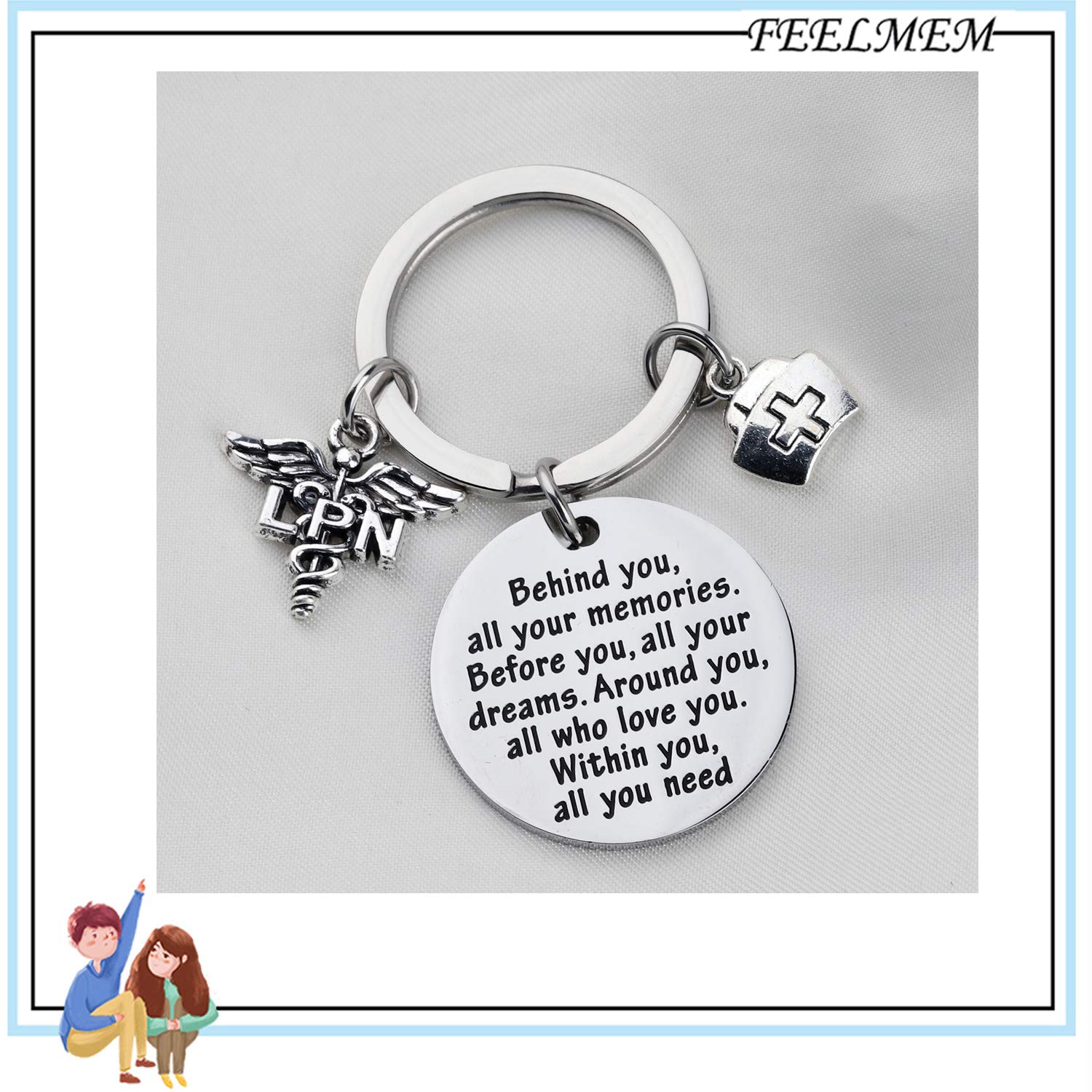 FEELMEM LPN Graduation Gift - Engraved Keychain for Licensed Practical Nurses | Thoughtful Nursing School Gift for Graduation, Appreciation & Memories | Perfect for Clinicals, Work Badge & Daily Inspiration