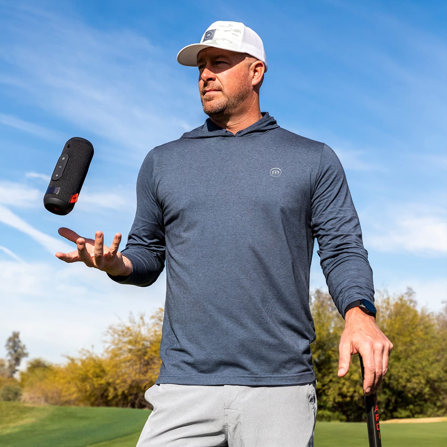 Sound+ GPS Bluetooth Golf Speaker with Super Strong Magnet - IPX6 Waterproof & Power Bank - Perfect for Golf Carts & Outdoor Activities