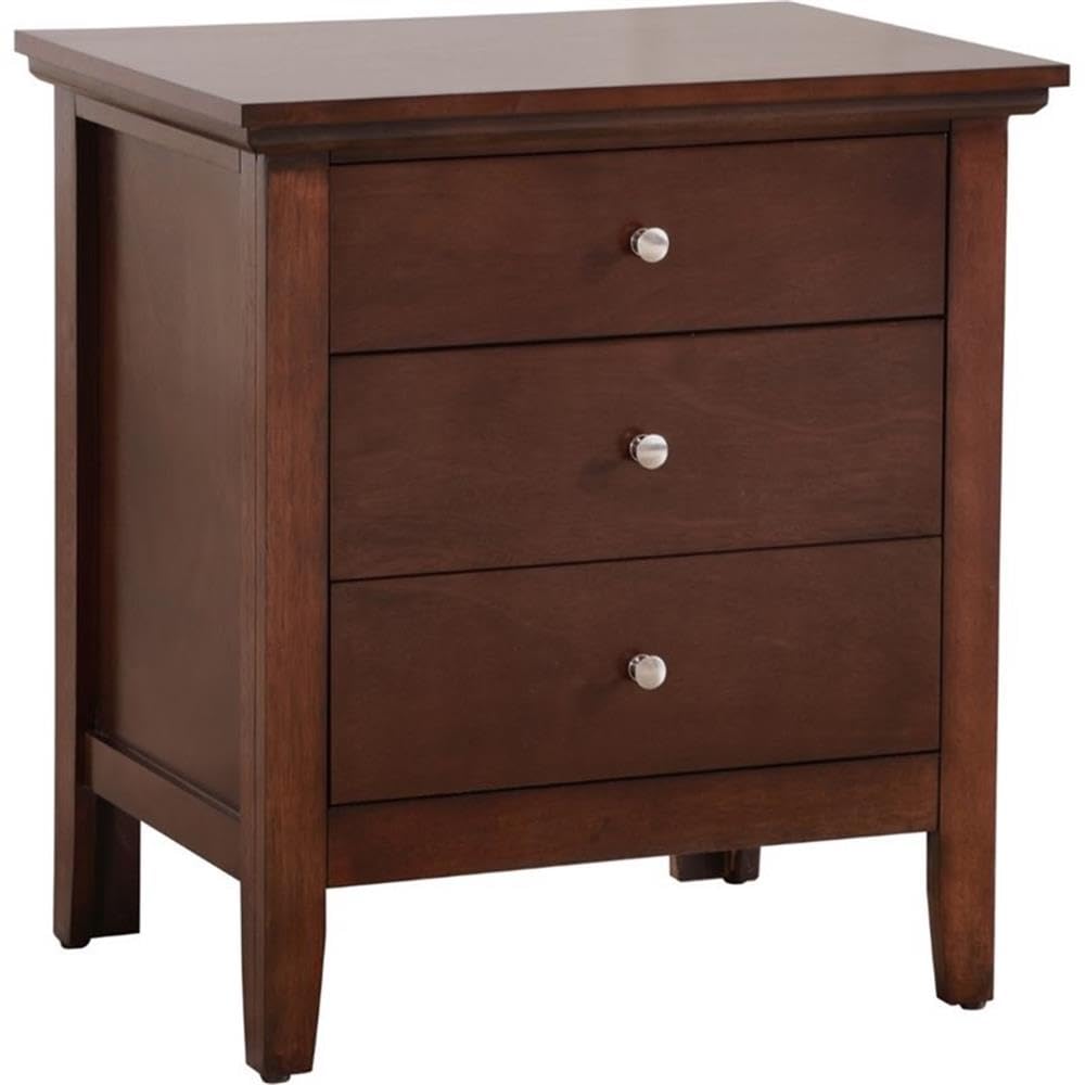 Glory Furniture Hammond 3 Drawer Nightstand in Cappuccino Finish - Modern Bedside Table for Bedroom, Living Room & Guest Room Storage