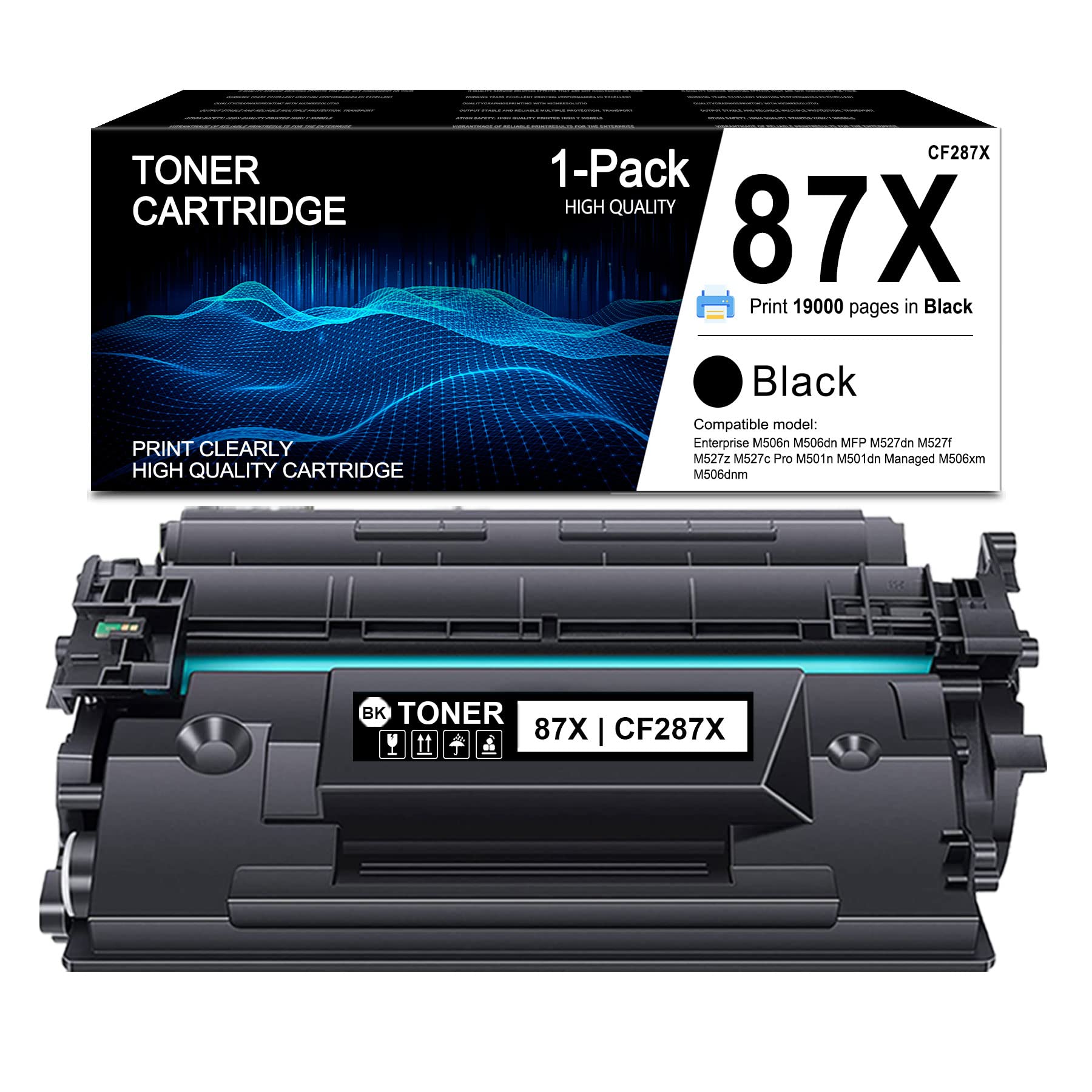ETECHWORK 87X | CF287X Black High-Yield Toner Cartridge (19,000 Pages) - Compatible with HP Enterprise M506n/M527c/M527dn/M501n/M501dn/M506xm/M506dnm/M527f Printers - Perfect for Office & High-Volume Printing Needs