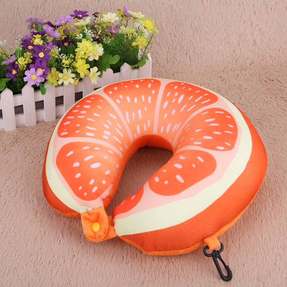 Roktry U-Shaped Travel Neck Pillow - Comfortable Watermelon, Lemon, Kiwi & Orange Fruit Design for Airplane, Car & Train Trips - Perfect for Long Flights, Road Trips & Commuting