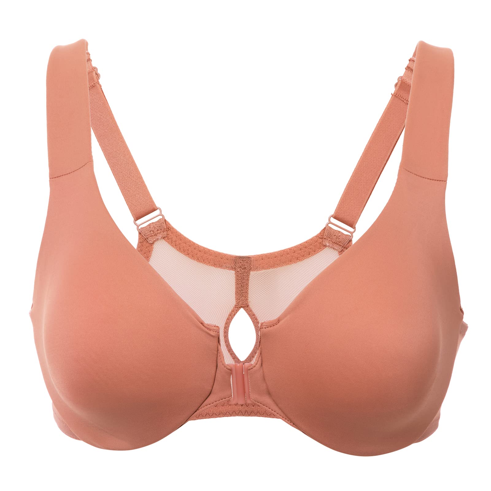 DELIMIRA Women's Front Closure Racerback Bra - Plus Size Unlined Underwire Full Coverage Plunge Bras for Comfort & Support - Perfect for Everyday Wear, Yoga, and Active Lifestyles