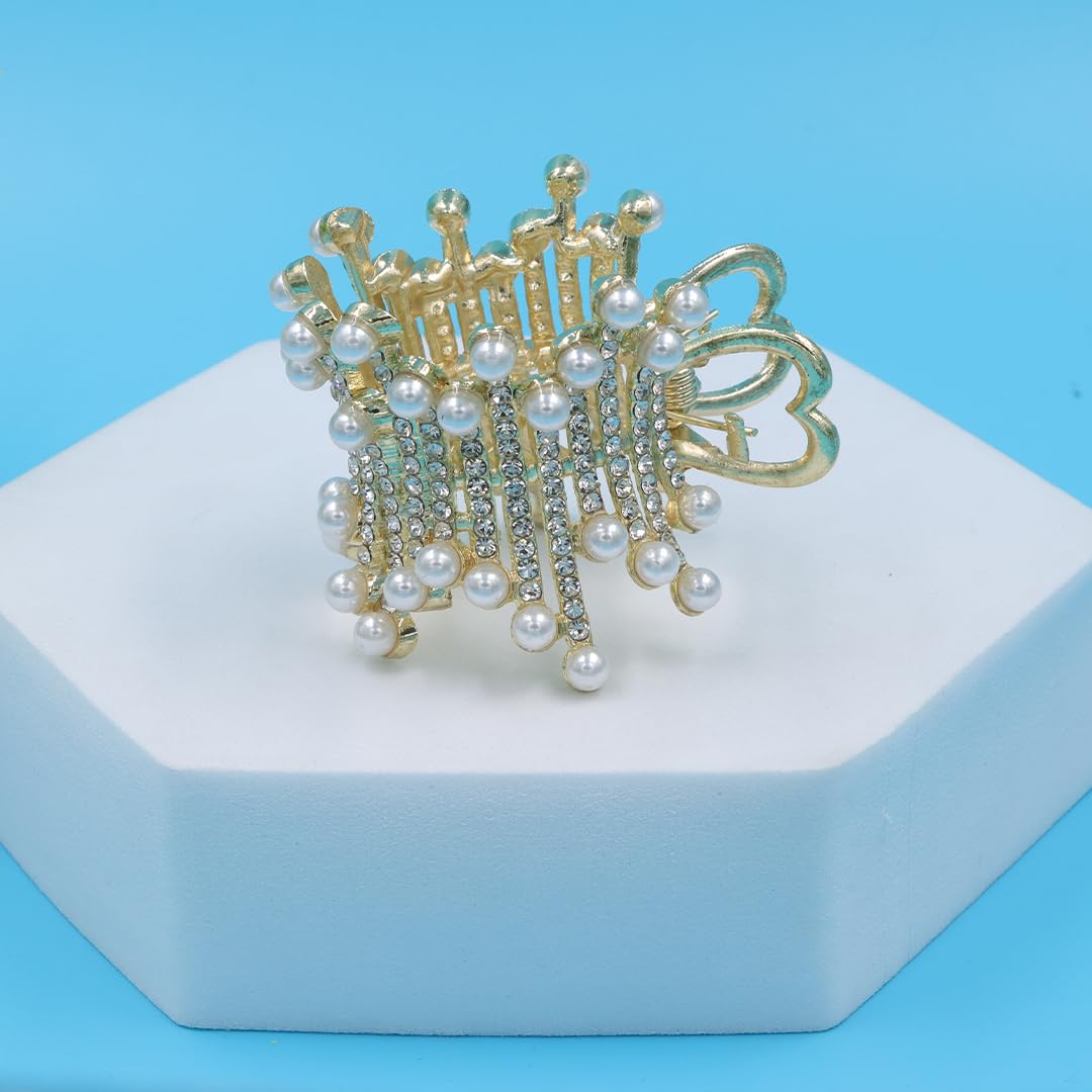 Myra Collection 1 Piece Pearl Hair Claw Clip - Elegant Hair Accessories for Women & Girls - Perfect for Weddings, Parties and Everyday Styling
