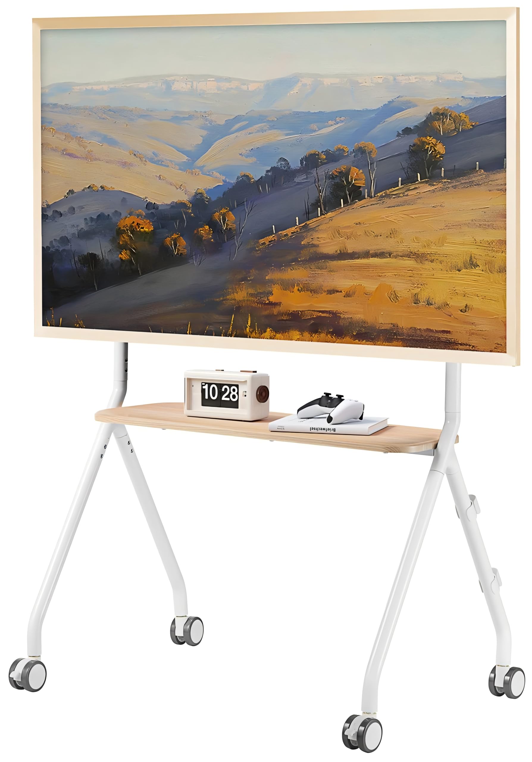 Portable Rolling TV Stand for 49-80 Inch Screens (Up to 110 lbs) - Mobile TV Cart with Wheels for Business, Office, School & Home Use - White | Perfect for Presentations, Classrooms & Living Rooms