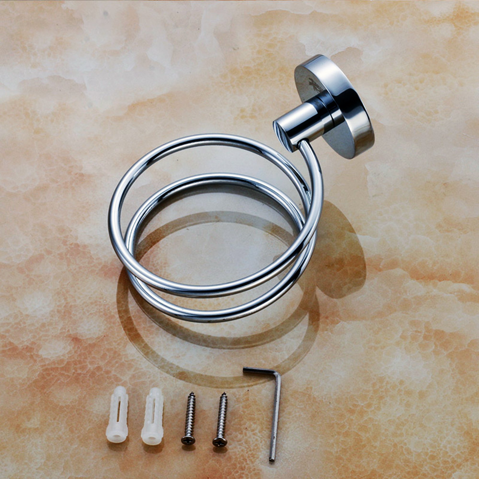 Stainless Steel Hair Dryer Holder - Chrome Silver Finish | Wall Mounted Bathroom Organizer for Hair Styling Tools