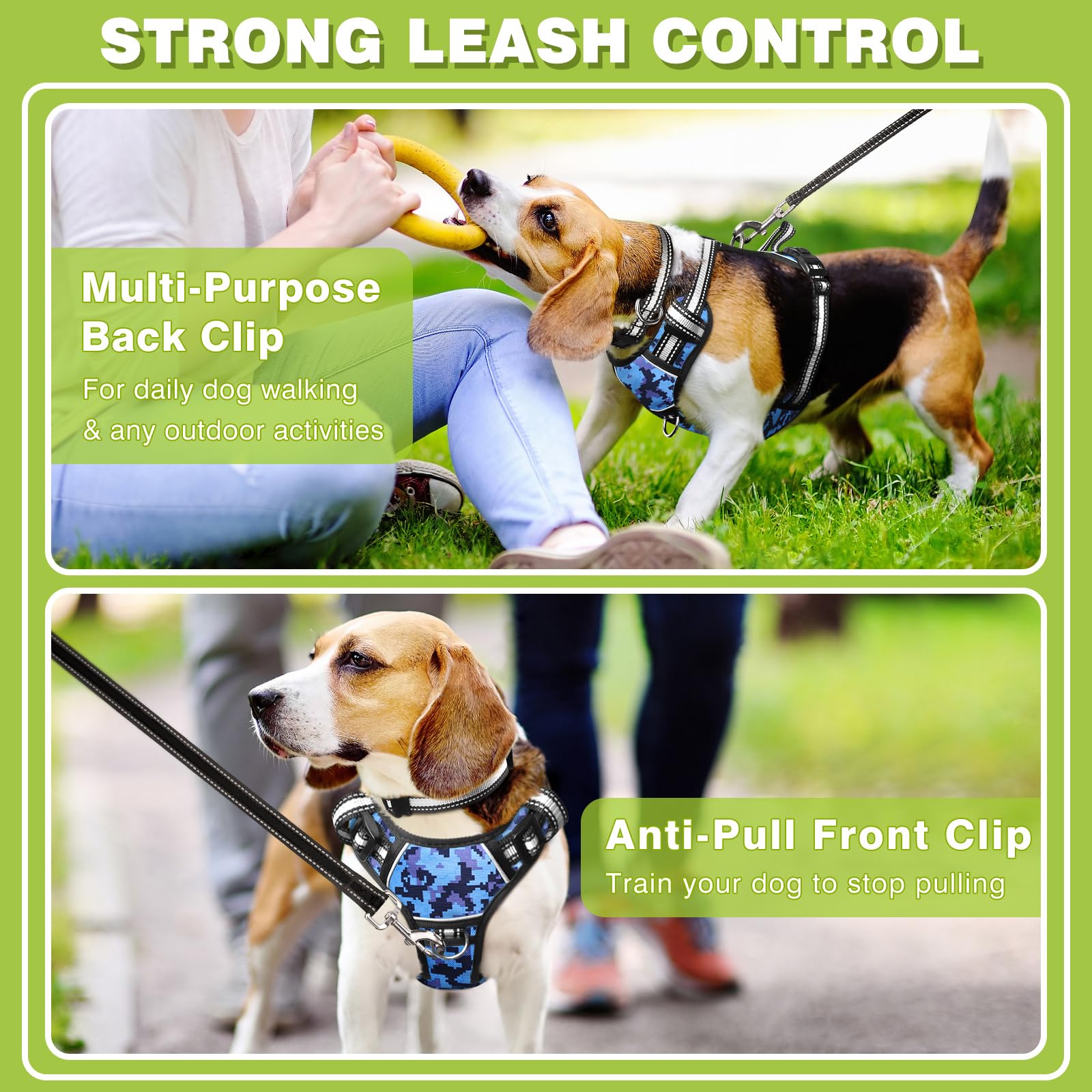 **WINSEE No Pull Dog Harness with Adjustable Reflective Oxford Vest - Front & Back Leash Clips for Small, Medium, Large & XL Dogs - Easy Control Handle for Walking, Running & Outdoor Adventures**