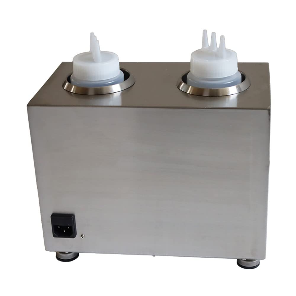 INTSUPERMAI Commercial Electric Sauce Warmer & Dispenser - 650ml Double Bottles, Adjustable Temperature (110V, 320W) - Perfect for Restaurants, Catering & Buffet Serving