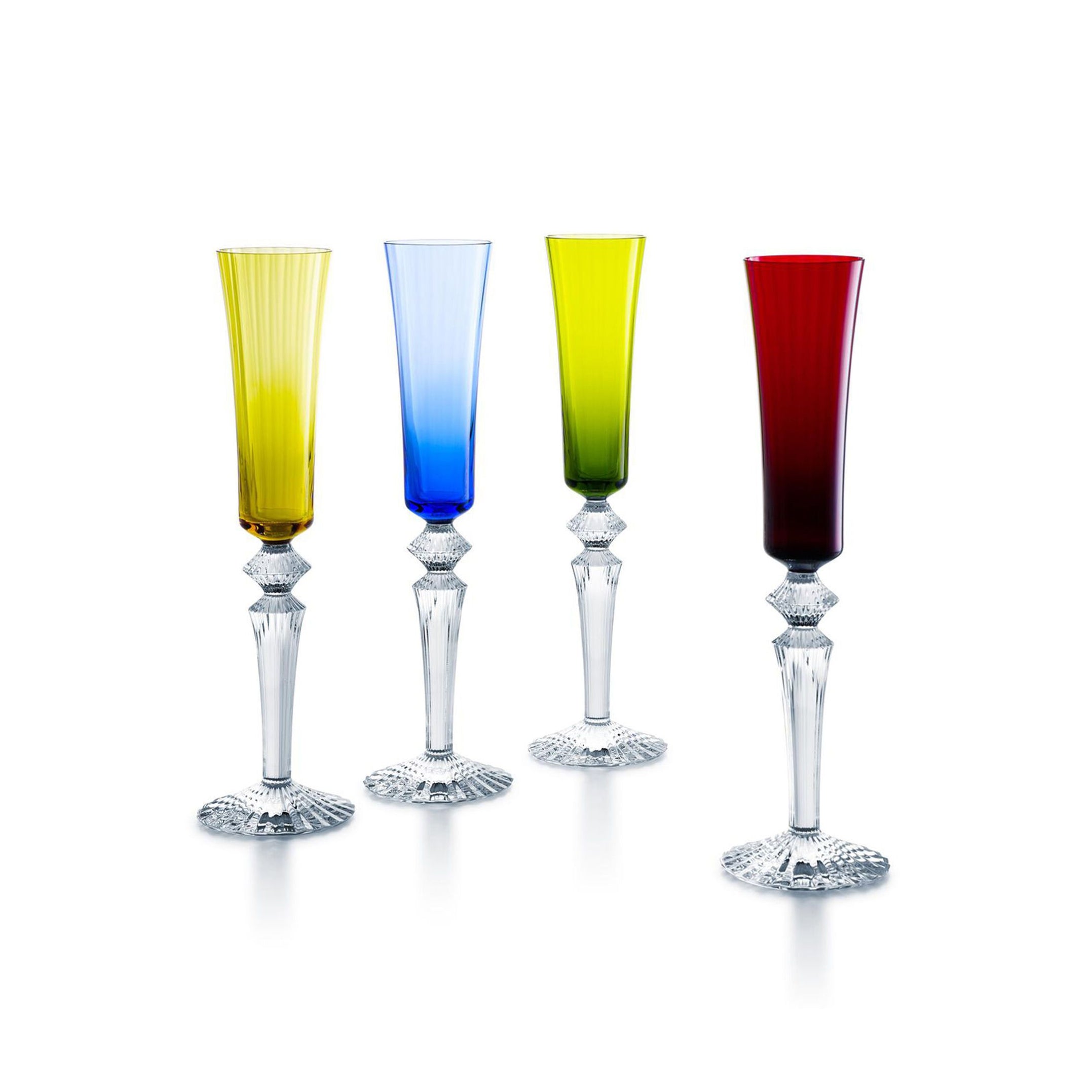 Mille Nuits Assorted Flutissimo Glass Set - 4 Piece Elegant Wine Glasses for Red Wine, White Wine & Cocktails | Perfect for Dinner Parties, Romantic Dates & Home Entertaining