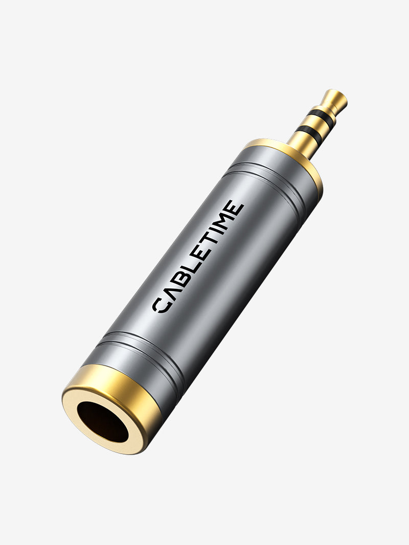 3.5mm Male to 1/4 Inch Female Stereo Audio Adapter - Gold Plated Connector for Headphones, AMP, Studio & DJ Equipment - Perfect for Professional Audio Setups & Home Entertainment Systems