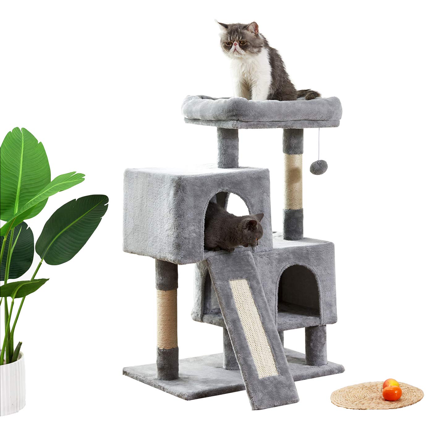 Premium Multi-Level Cat Tree with Sisal-Covered Scratching Posts, Plush Perches, Hammock & Condo - Sturdy Cat Tower Furniture for Indoor Cats (16.1