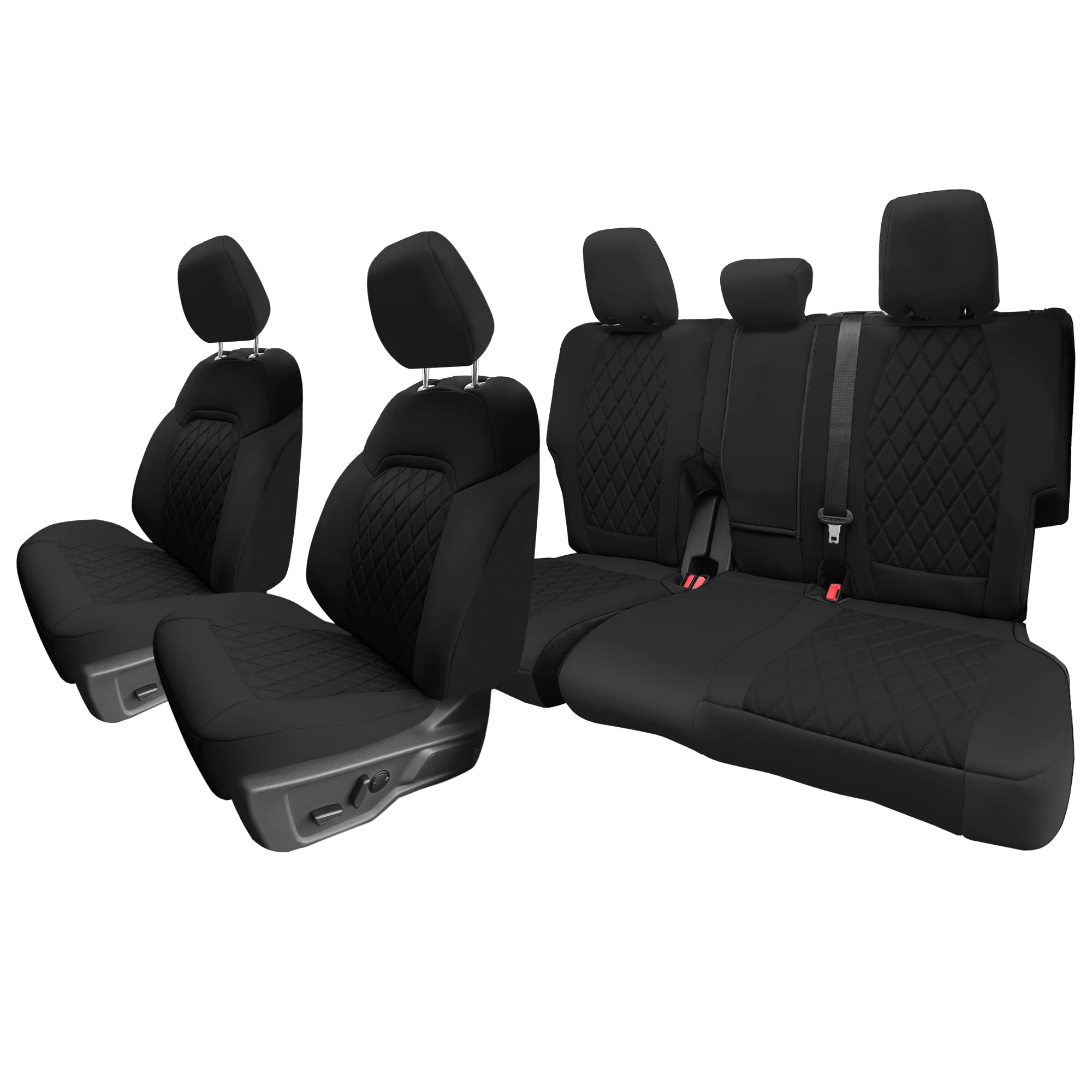 FH Group Custom Fit Neoprene Seat Covers for 2021-2024 Ford Bronco Full Size SUV - Waterproof Neosupreme Automotive Seat Protectors (Full Set, Black) | Durable Protection for Off-Roading, Camping & Daily Commute