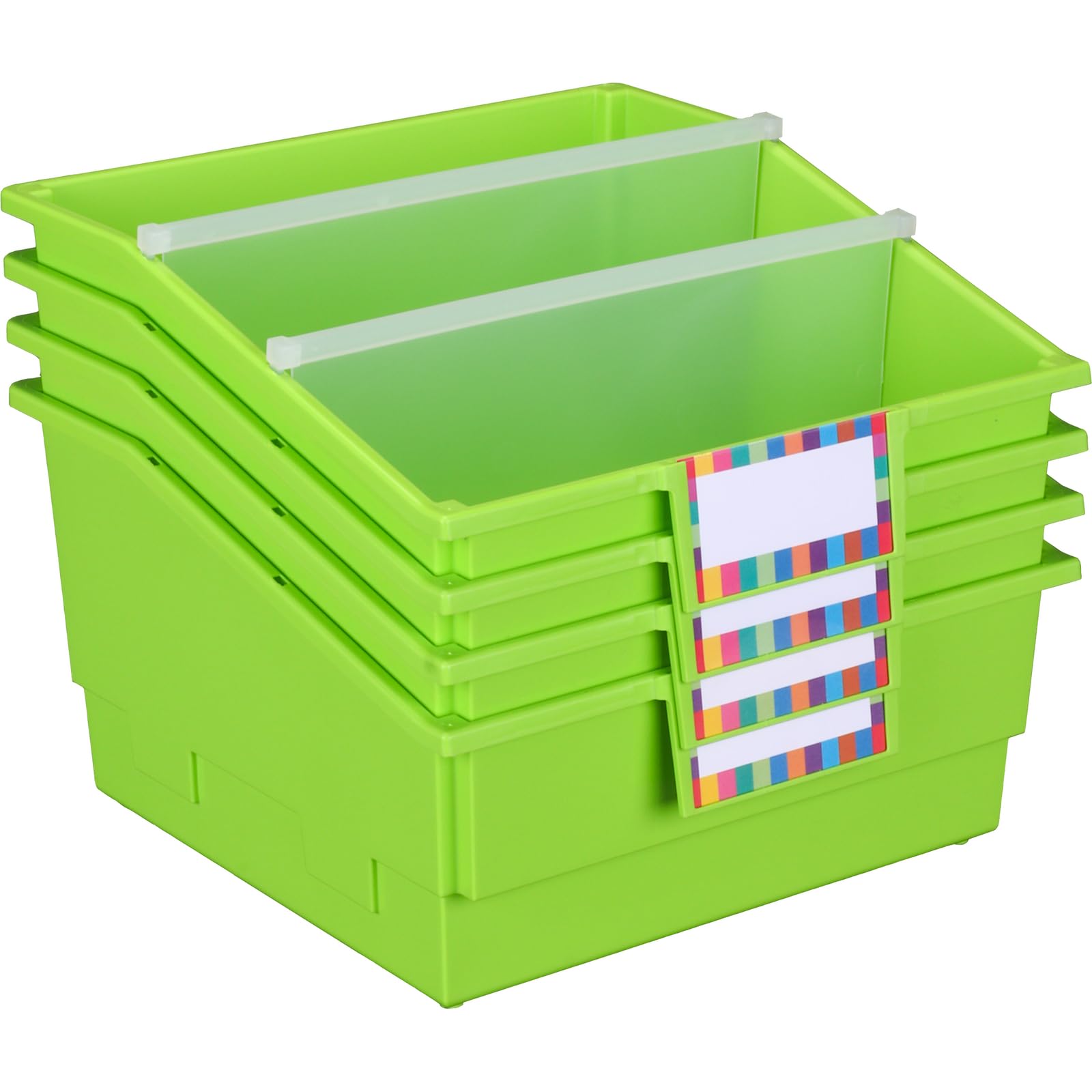 Really Good Stuff 4-Pack Single-Color Picture Book Classroom Library Bins With Dividers - Perfect for Organizing Kids' Books in Preschool, Elementary School & Home Learning Spaces