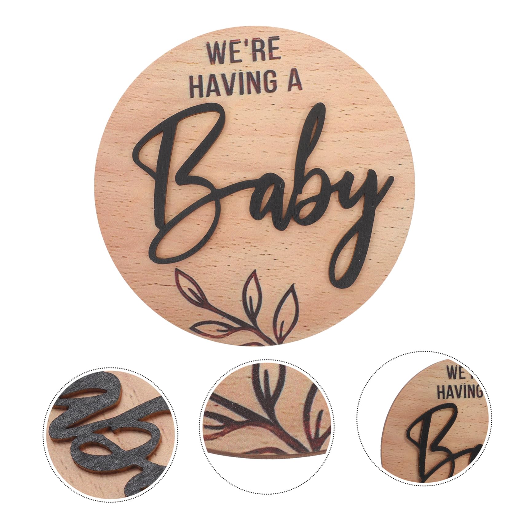 Wooden Baby Birth Announcement Sign - Circle Pregnancy & Newborn Keepsake Decor for Nursery, Baby Shower, and Gender Reveal Parties