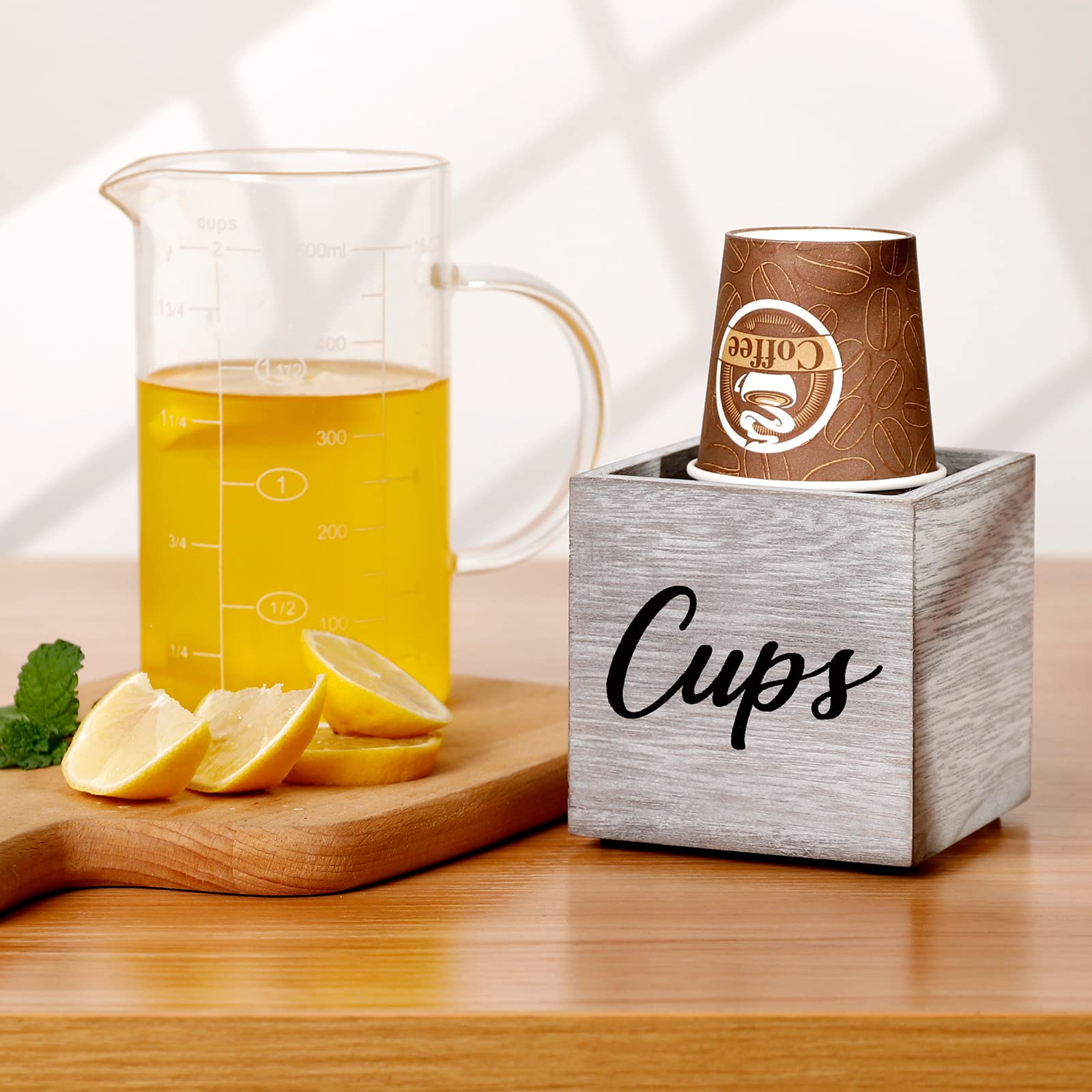 Wooden Cup Dispenser Holder for 3oz-5oz Paper Cups | Bathroom, Kitchen & Party Decor | Farmhouse Style Dixie Cup Organizer for Mouthwash, Coffee & Bar Counter - Perfect for Home, Office & Restaurant Use