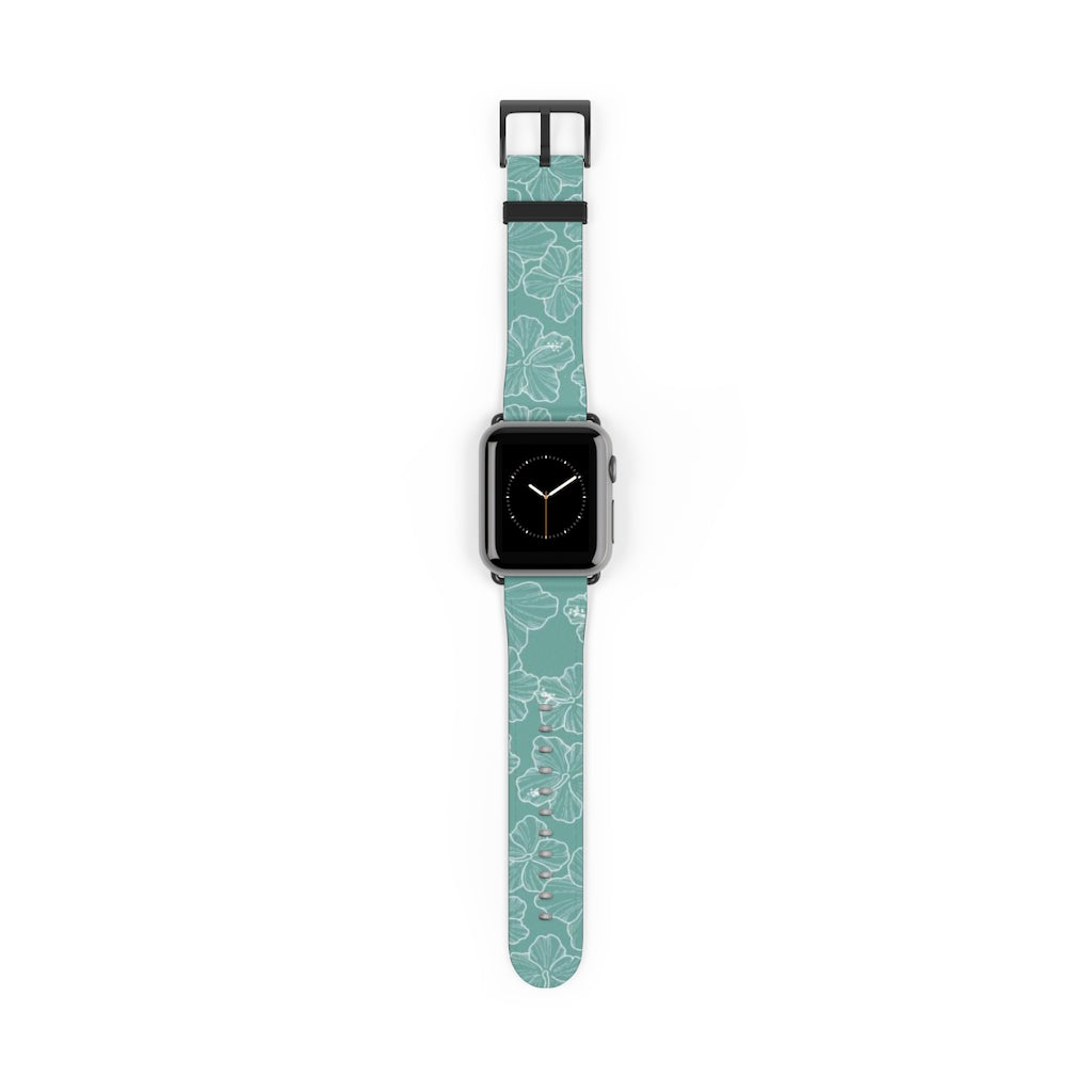 Premium Teal Hibiscus Watch Band - Stylish & Durable Replacement Strap for Apple Watch, Fitbit & Samsung - Perfect for Workouts, Casual Wear & Outdoor Activities