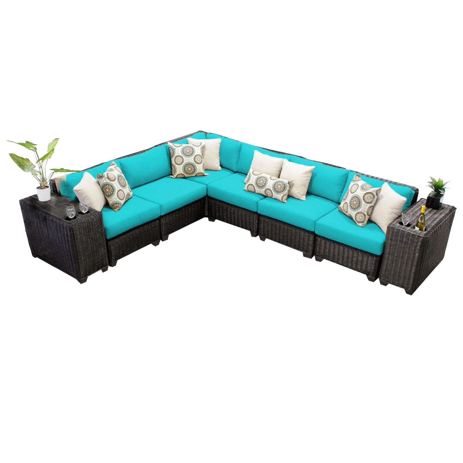 TK Classics 8-Piece Venice Outdoor Wicker Patio Furniture Set - All-Weather Rattan Sofa Sectional with Coffee Table - Perfect for Poolside, Garden & Backyard Relaxation